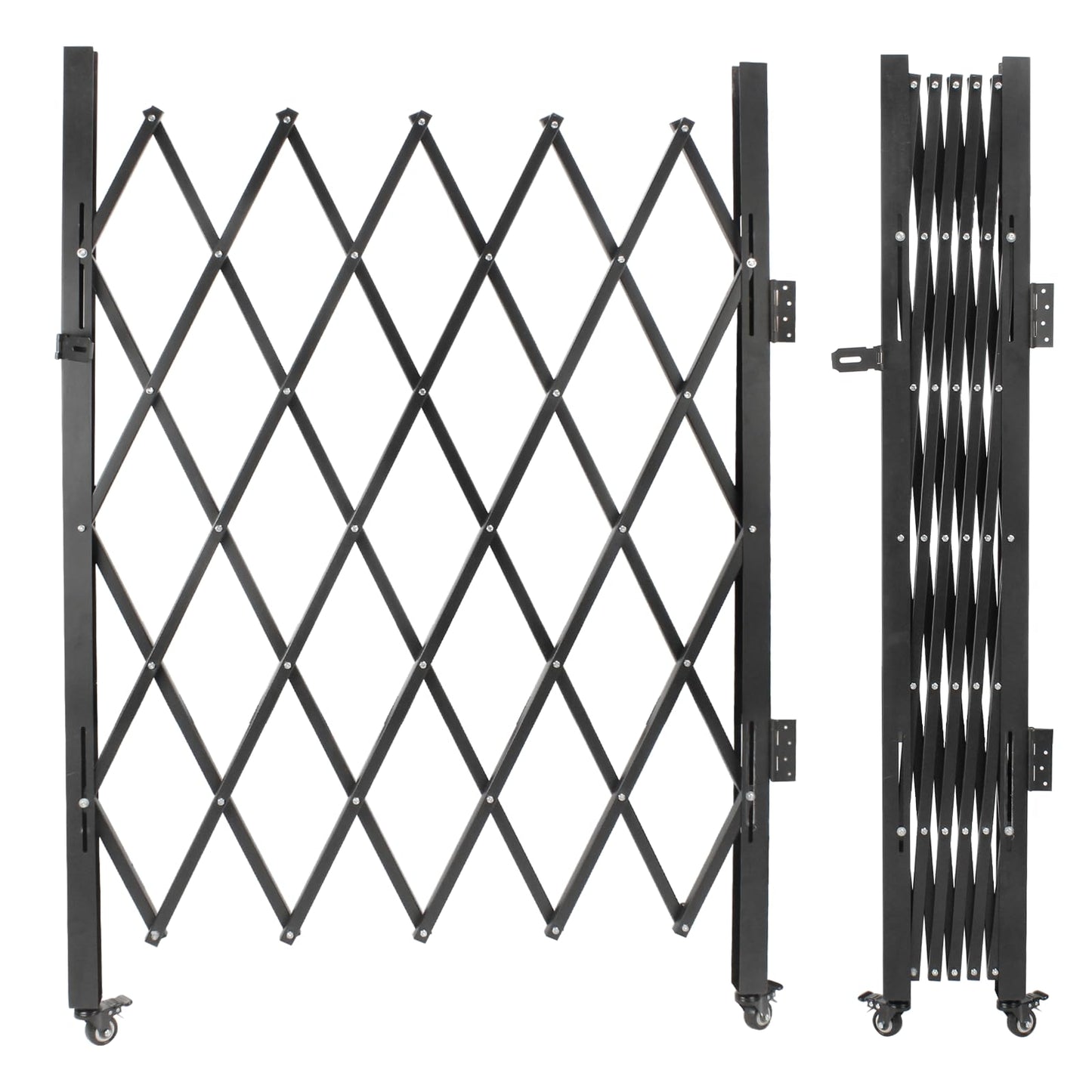 SGOLAN Single Folding Security Gates 72" W x 62" H Accordion Door, Metal Expandable Fence 360Rolling Expanding Outdoor Security Scissor Gate for Courtyards, Garages, Gardens
