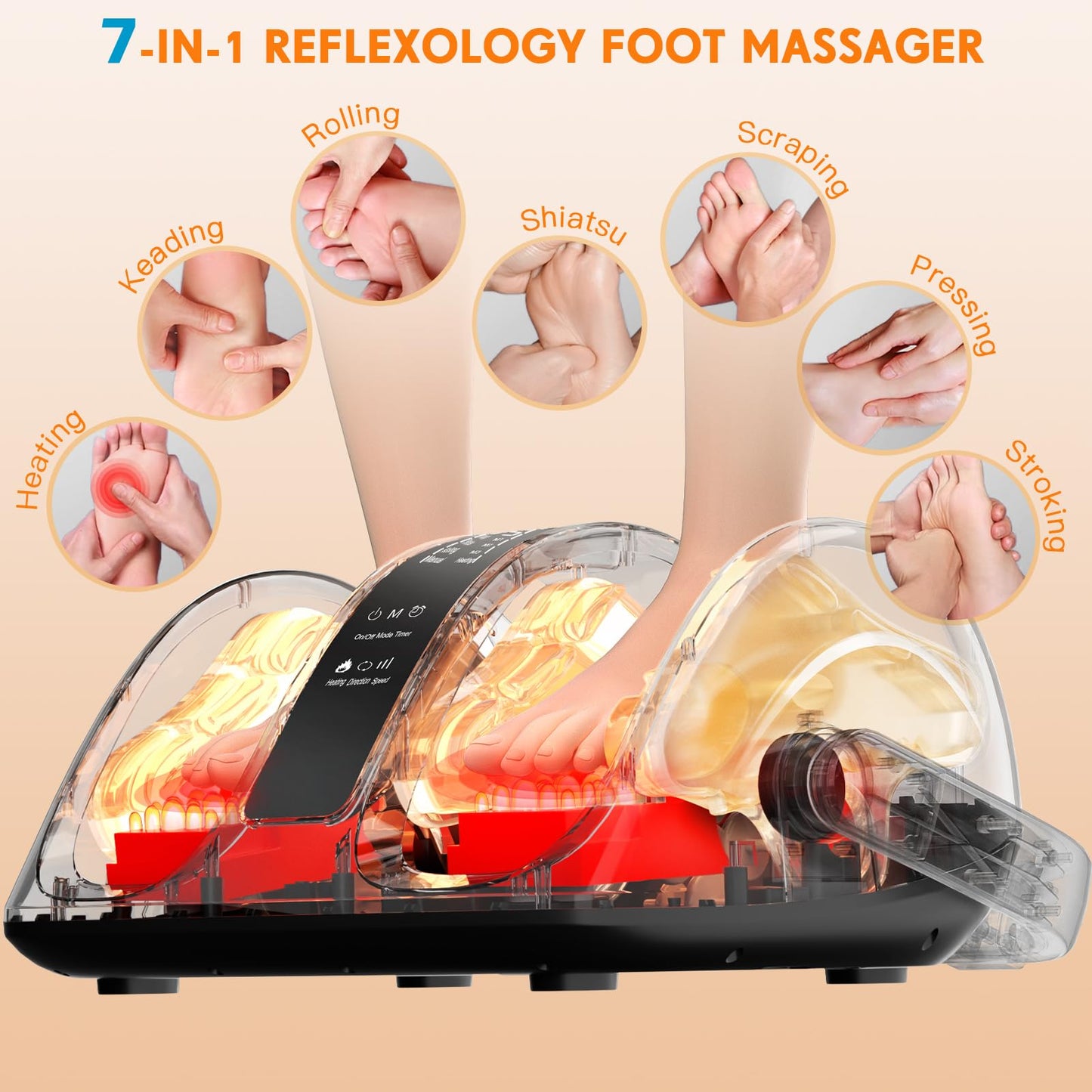 CARESKYpro Shiatsu Foot Massager with Heat, FSA Eligible HSA Foot and Calf Massager for Plantar Fasciitis, Neuropathy, Circulation and Pain Relief, for Home/Office, Gift for Men and Women