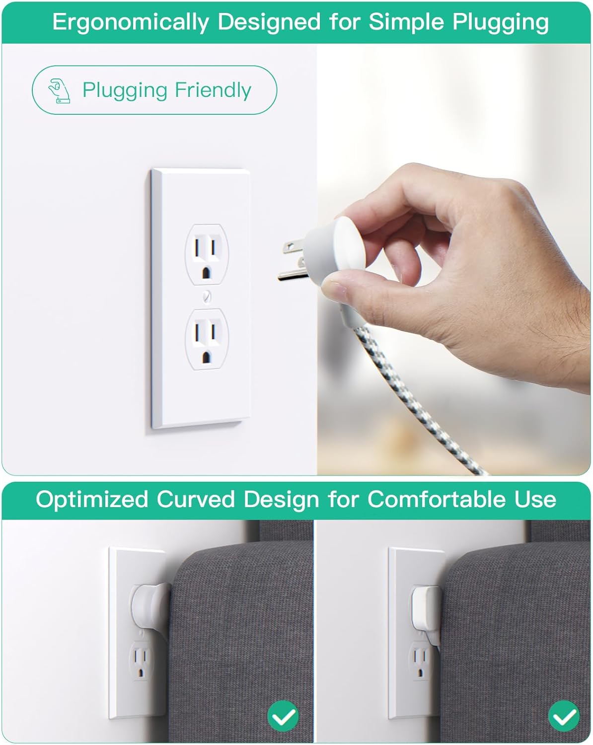 Mifaso 5Ft Cruise Ship Essentials - Power Strip with USB Ports, Flat Extension Cord with Multiple Outlets, USB Charging