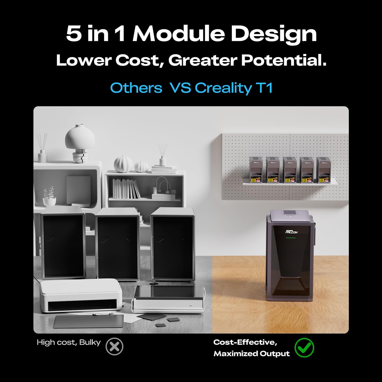 Creality T1 Diode 20W Laser Engraver Machine, Modular Galvo System with Fiber/UV/MOPA Support, 10,000mm/s Ultra-Fast Engraving, 15s Quick-Swap Design, AI Smart Batch Engraving for Wood Leather Acrylic