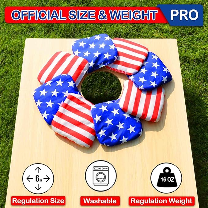 CoHoBgs Corn Hole Bags Set 8, Professional Cornhole Bags Dual-Sided Slick & Stick Resin Filled Suede and Duck Canvas Bean Bag for Cornhole Game Includes Carry Case