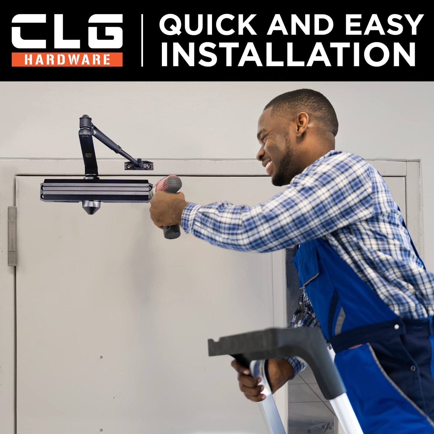 CLG HARDWARE Medium/Heavy Duty Commercial Door Closer DC7016 - Surface Mounted, Grade 1- ADA & UL 3 Hour Fire Rated, Adjustable Size 1-6 for Entrances & Aluminum Storefronts - US10B Dark Bronze