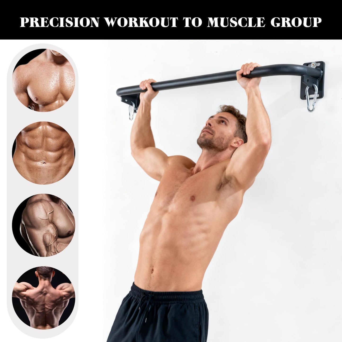 ANOSWXG Wall Mounted Pull Up Bar, Door Frame Pull Up Bar for Home Gym, Professional Drill-Required Chin Up Bar for Secure Pullups Training | Pull-Up Bars for Men