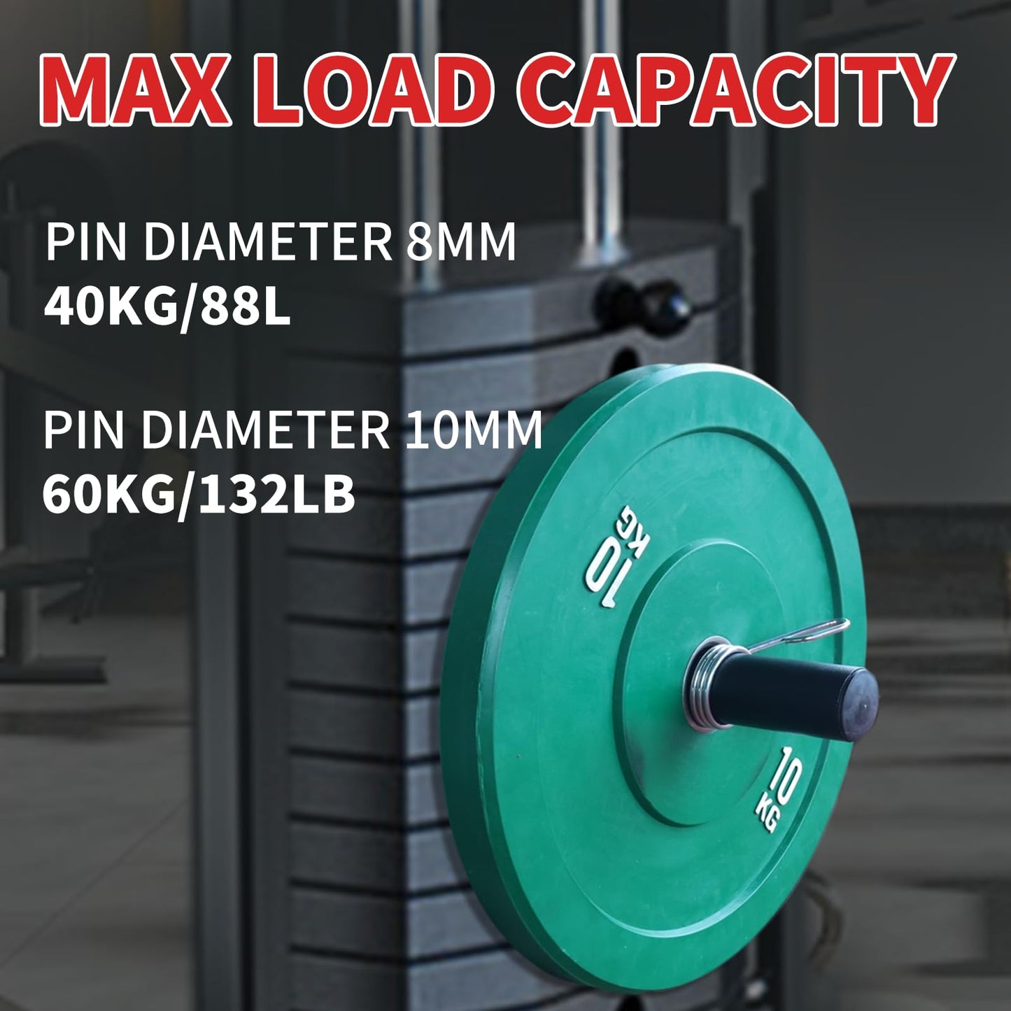 CONBUT Weight Stack Pin with Spring Clip Collar Weight Stack Extender Pin for Cable Machines and Functional Trainers Commercial Home Gym Accessories (Dia:10mm Length: 110mm)