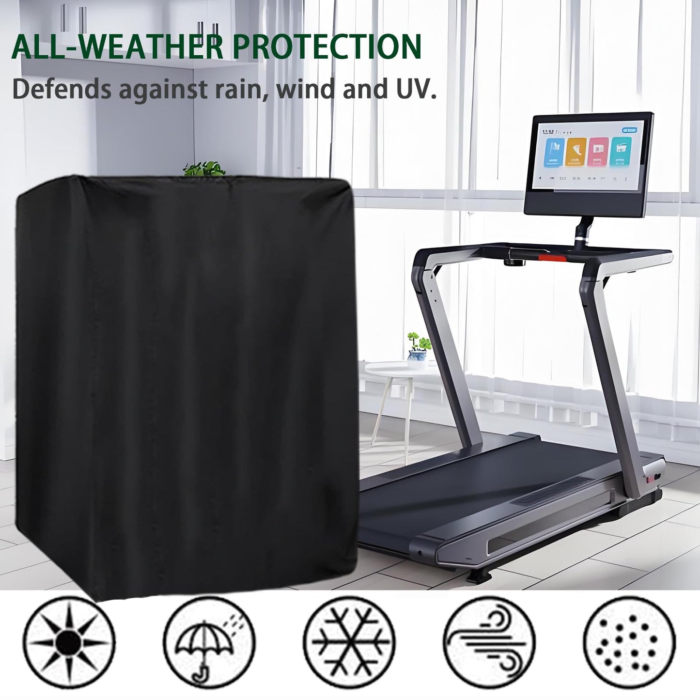 Folding Treadmill Cover, Running Machine Cover, Oxford Cloth Waterproof Dustproof Exercise Equipment Bag with Drawstring and Storage Bag For Outdoor Indoor Gym Treadmill