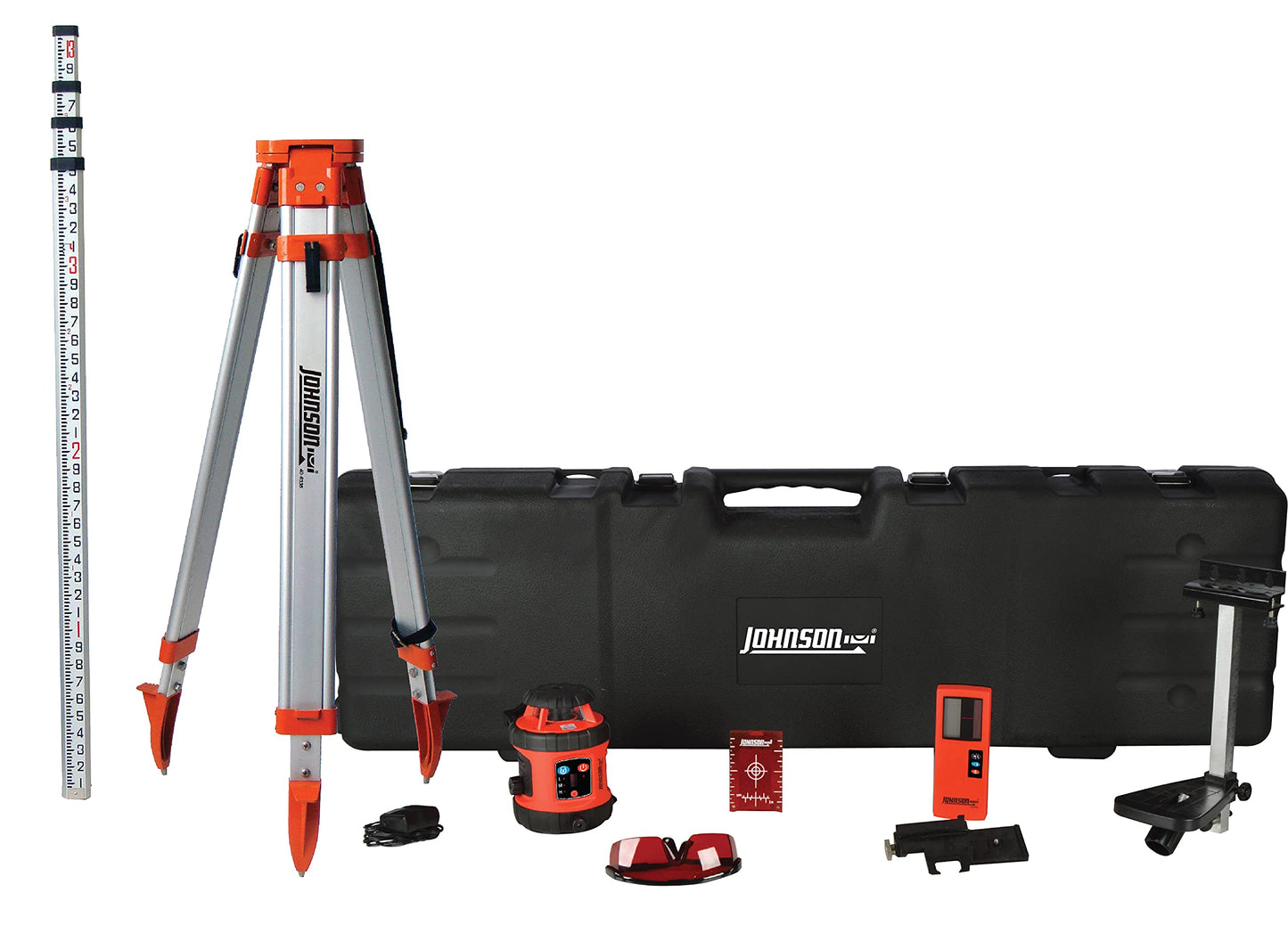 Johnson Level & Tool 99-026K Self-Leveling Horizontal Rotary Laser System w/ Hard Case Kit, 50 x 14.5", Red, 1 Kit,Orange
