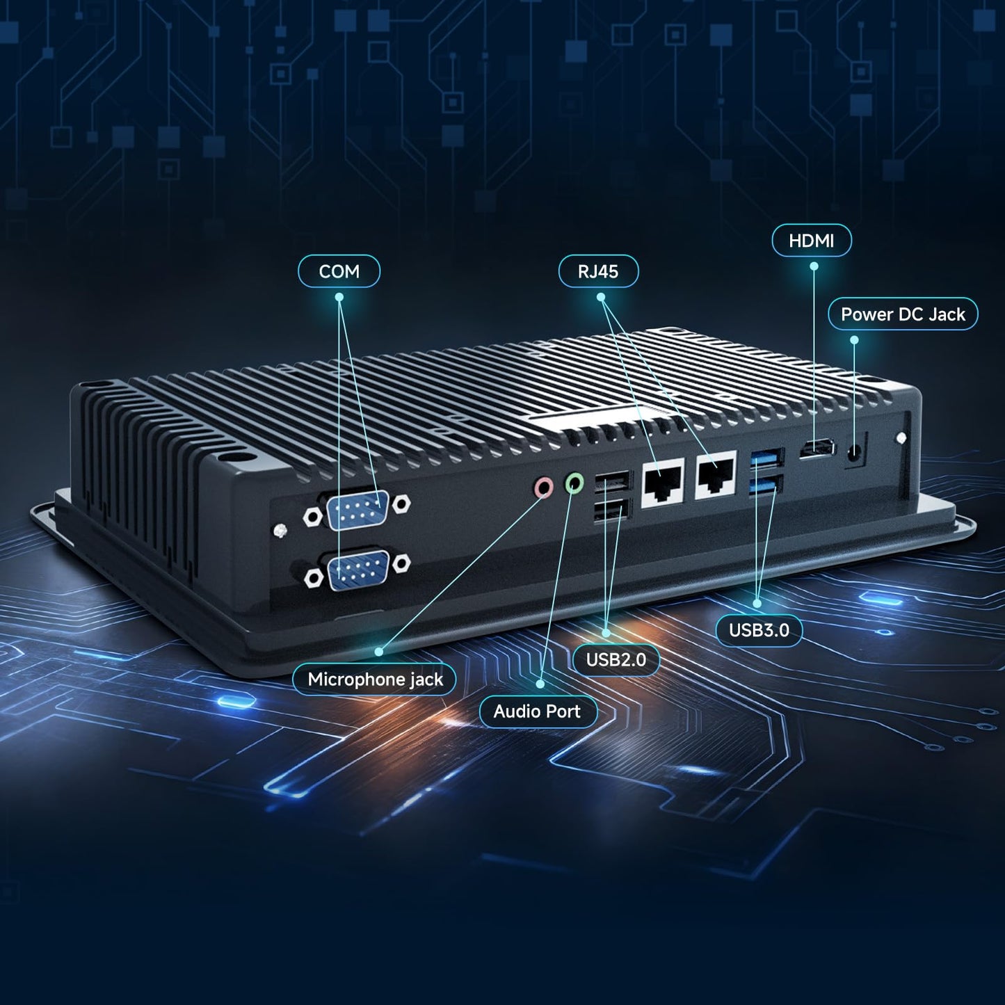 ONERugged 10.1 inch Industrial Panel PC P10J, 10 Point Capacitive Touch Screen Panel Computer, 8GB+128GB, Celeron N5100, Windows 11 Pro, 2xUSB3.0, HDMI, 2xRS232, 2xLAN, BT5.0/WiFi - Black