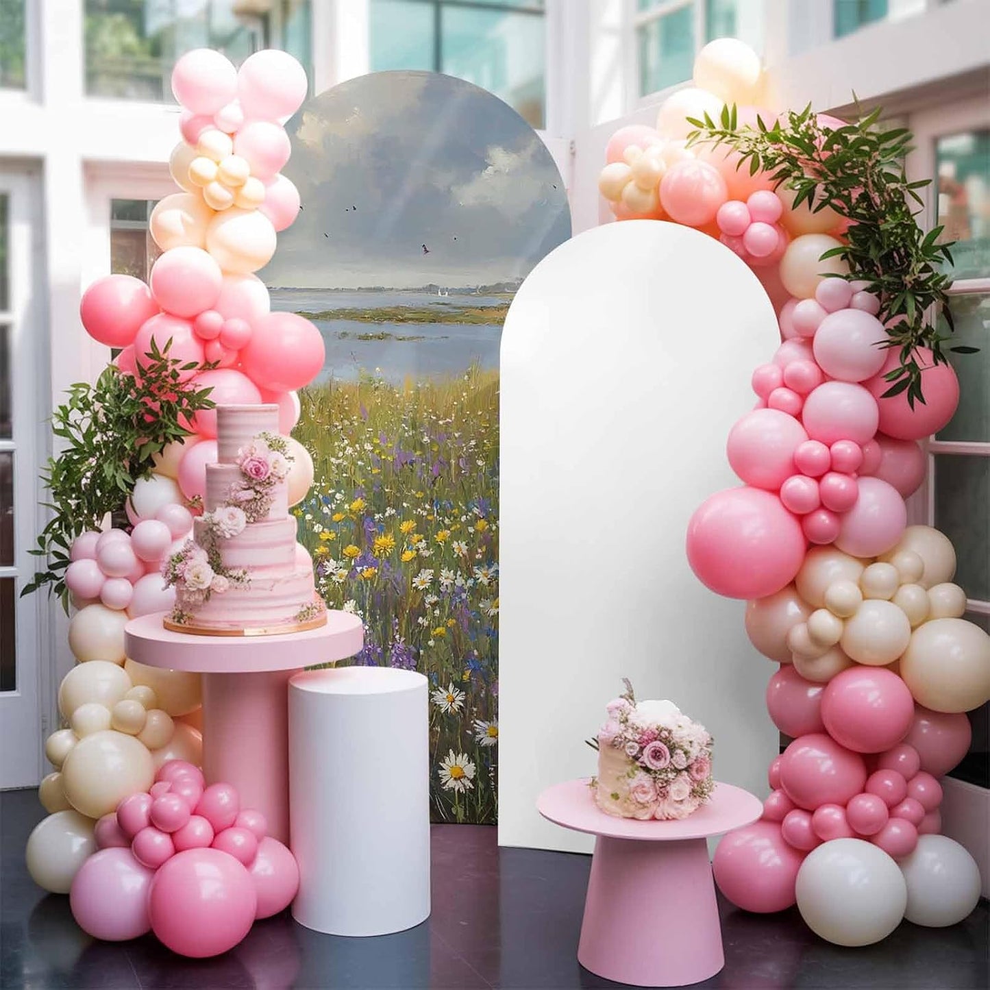 Jnbasdffb 7.2 Spring Floral Wedding Arch Cover,Stretchy Spandex Arch Backdrop Stand Covers FT,Modern Oil Painting