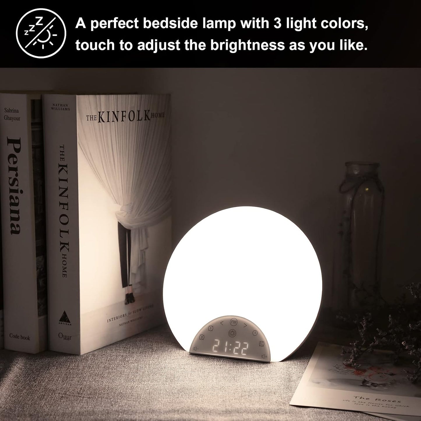 ANTDALIS Snooze, 7 8 Sunrise Alarm Clock Wake Up Light for Kids, Adults, Heavy Sleepers with Dual Alarms, Sleep Aid