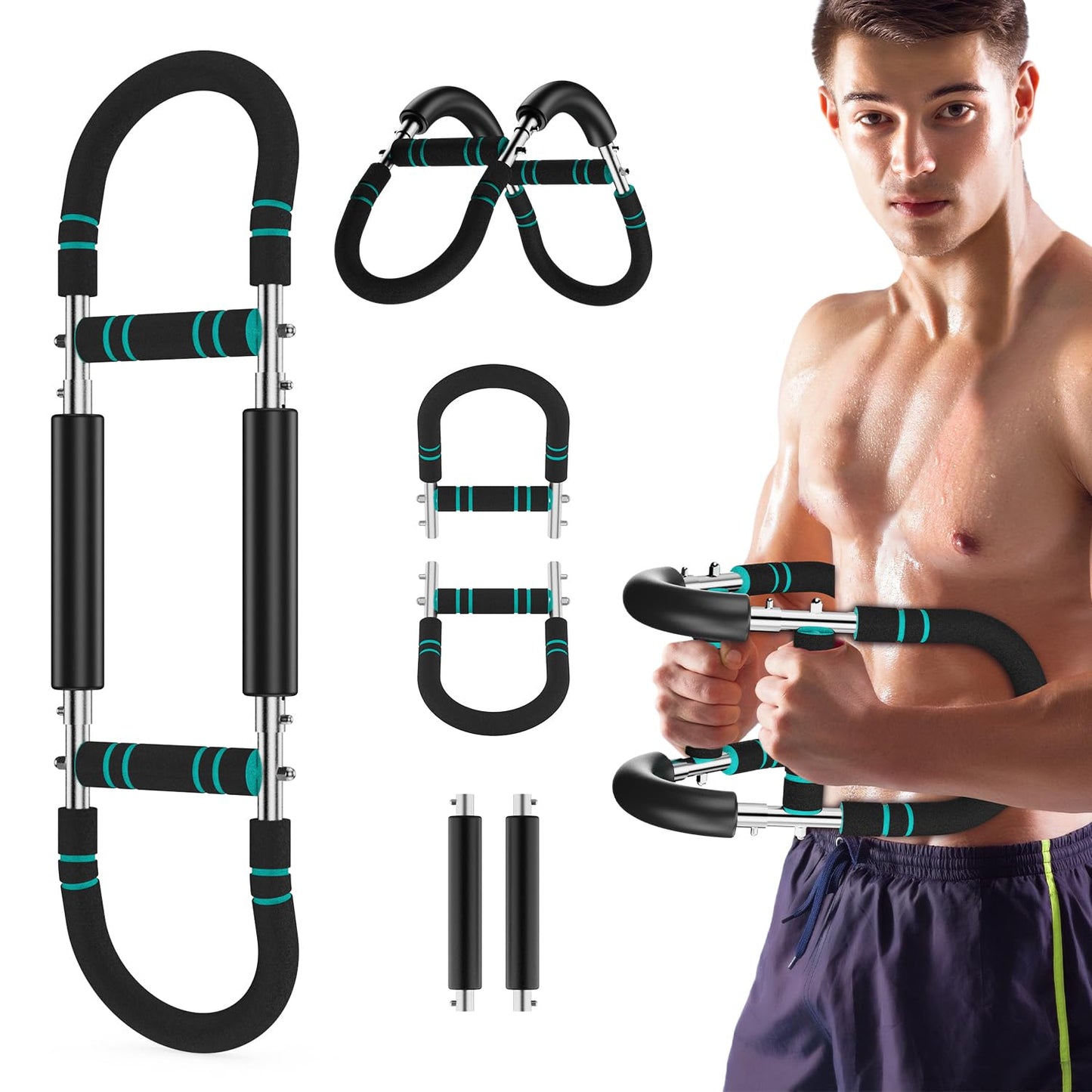 Twister Arm Trainer for Men, Adjustable Chest Workout Equipment, Forearm Triceps Chest Enhanced Exercise Strengthener, Chest Clip Muscle, Portable Spring Resistance for Home Fitness (U60-100lbs kit)