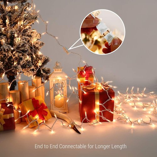 Brizled Clear Christmas Lights - 300 Count 69.6ft Connectable Indoor/Outdoor White String Lights