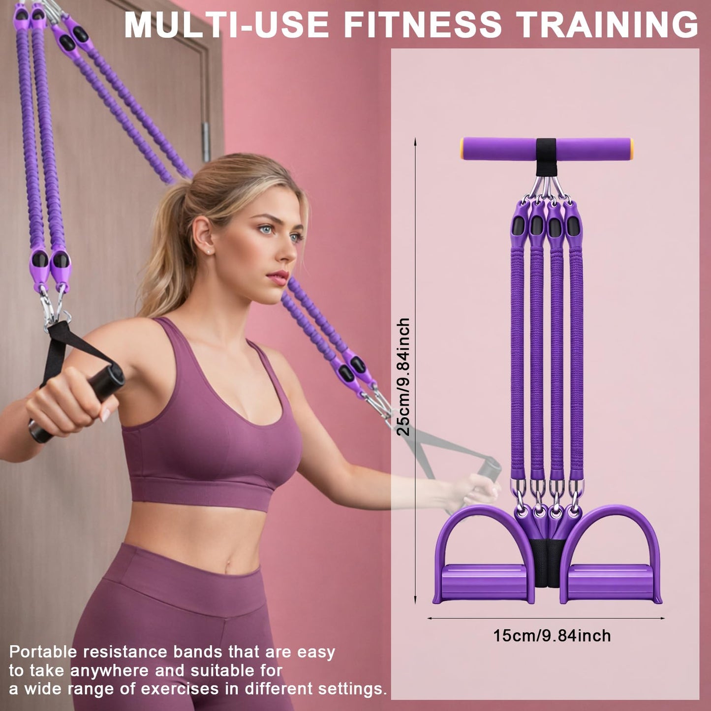 2026 New Pedal Resistance Band with Handles, Adjustable Detachable Multifunction Pedal Resistance Band, Thai Natural Rubber Tension Rope for Abs, Arms, Waist, Legs & Home Fitness