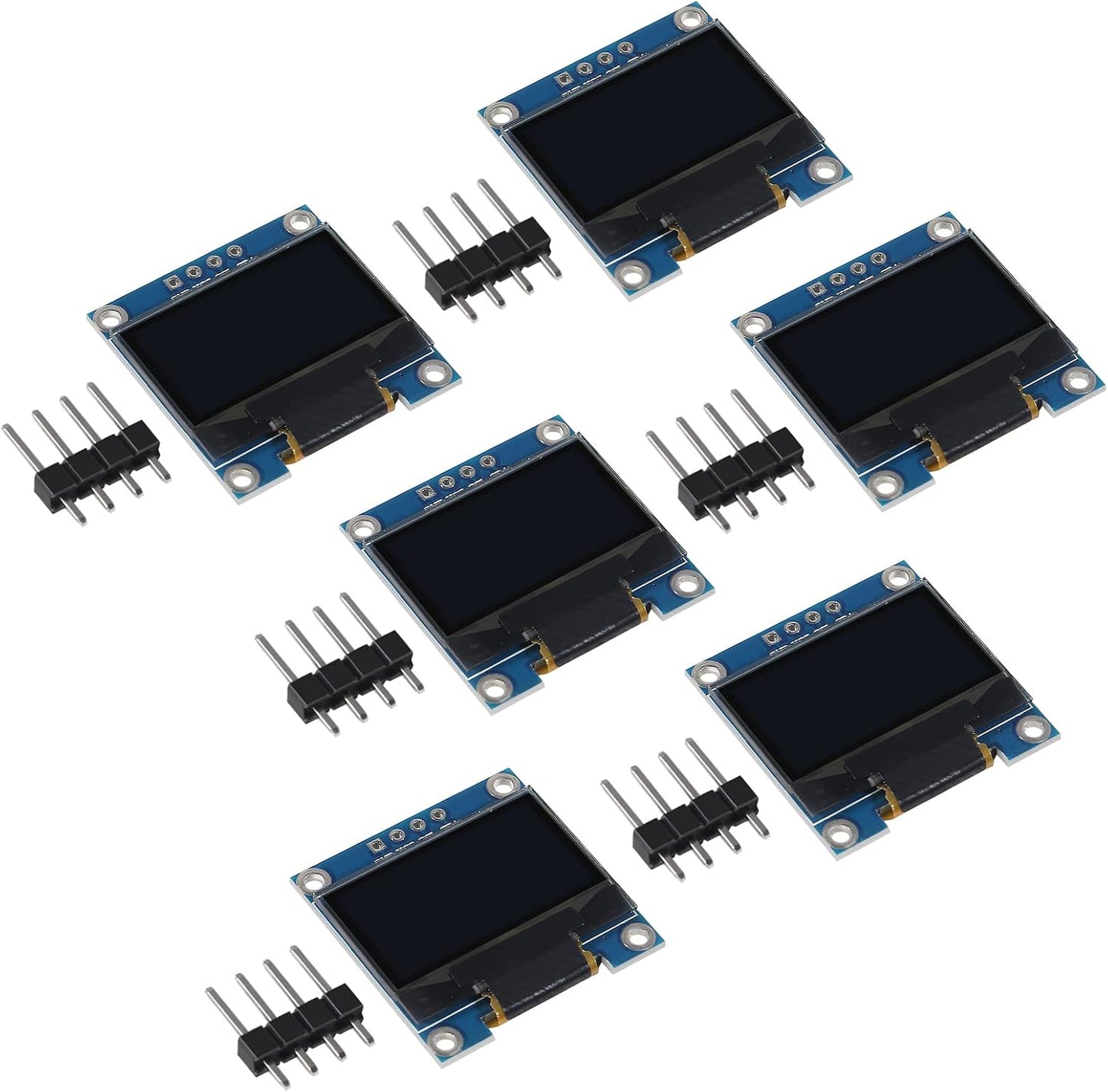 DWEII 6PCS 0.96 inch 12864 128X64 I2C SSD1306 4 OLED LCD Display Board Module IIC Driver Pins for Arduino Raspberry