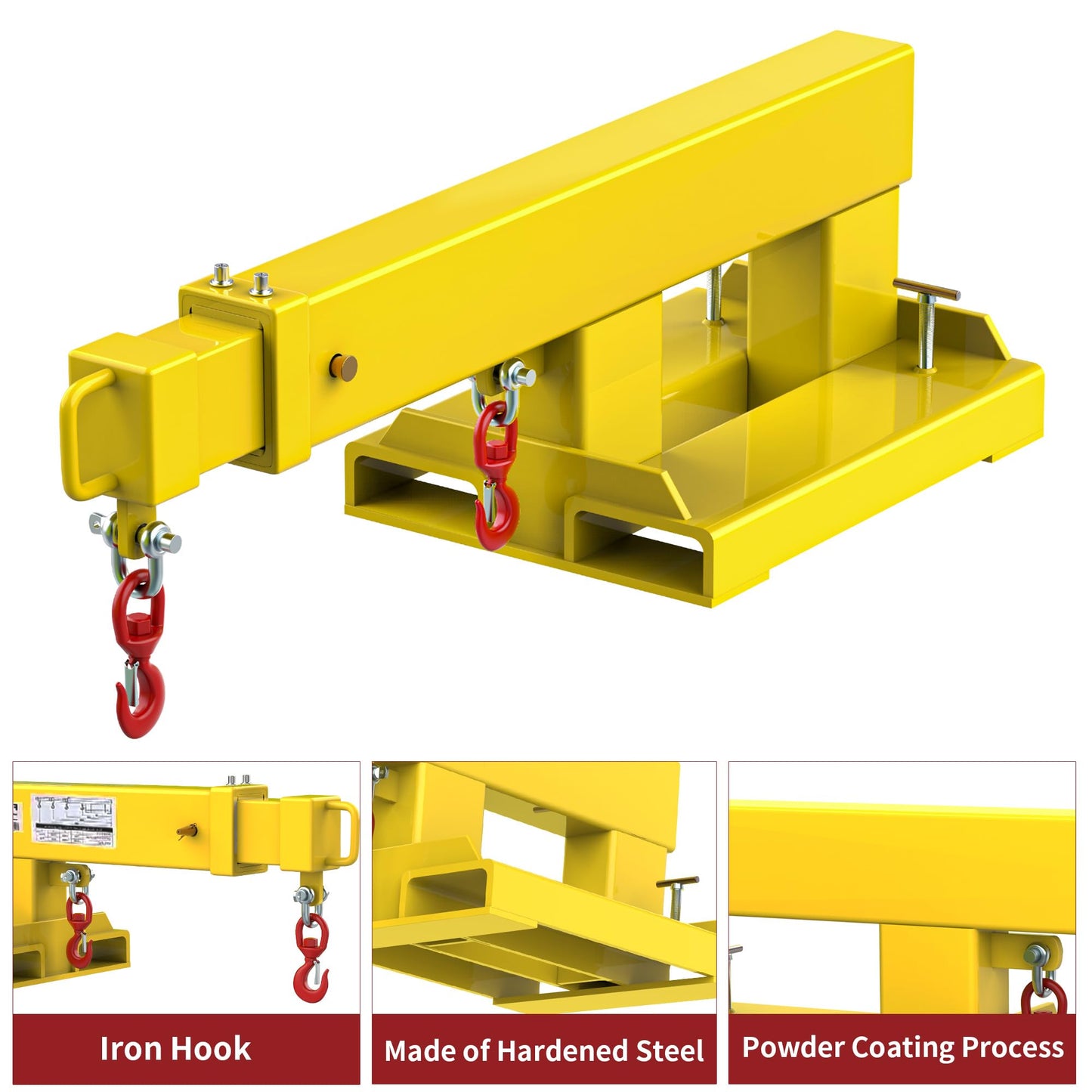 YITAMOTOR Fork Mounted Telescoping Crane Jib Boom 5500lb Lift Capacity, Manual Telescopes 31in-79in for Warehouse or Factories