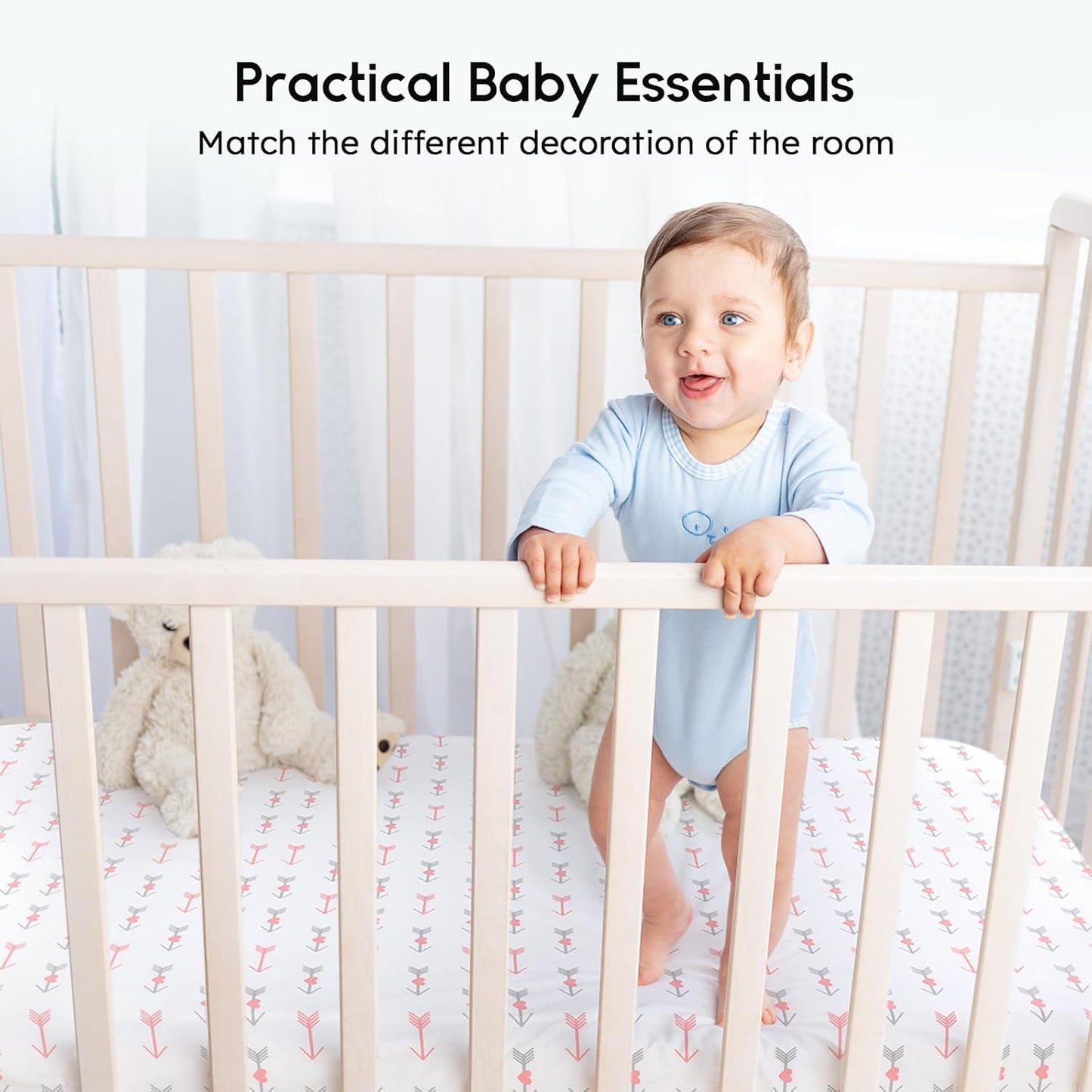 Yoofoss Fitted Baby Crib Sheets - Super Soft Microfiber 2 Pack for Standard Crib & Toddler Mattress | 28x52x8in (Arrow)