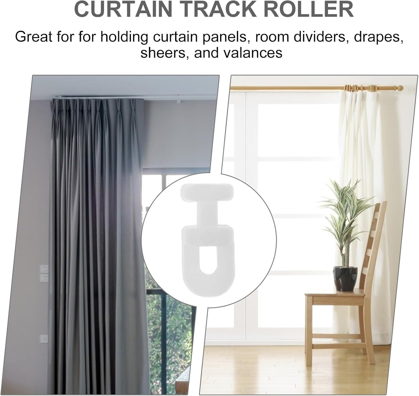 Uonlytech Curtain Track Rollers - 200Pcs Smooth Sliding Pulley Carriers for Drapes & Shower Curtains