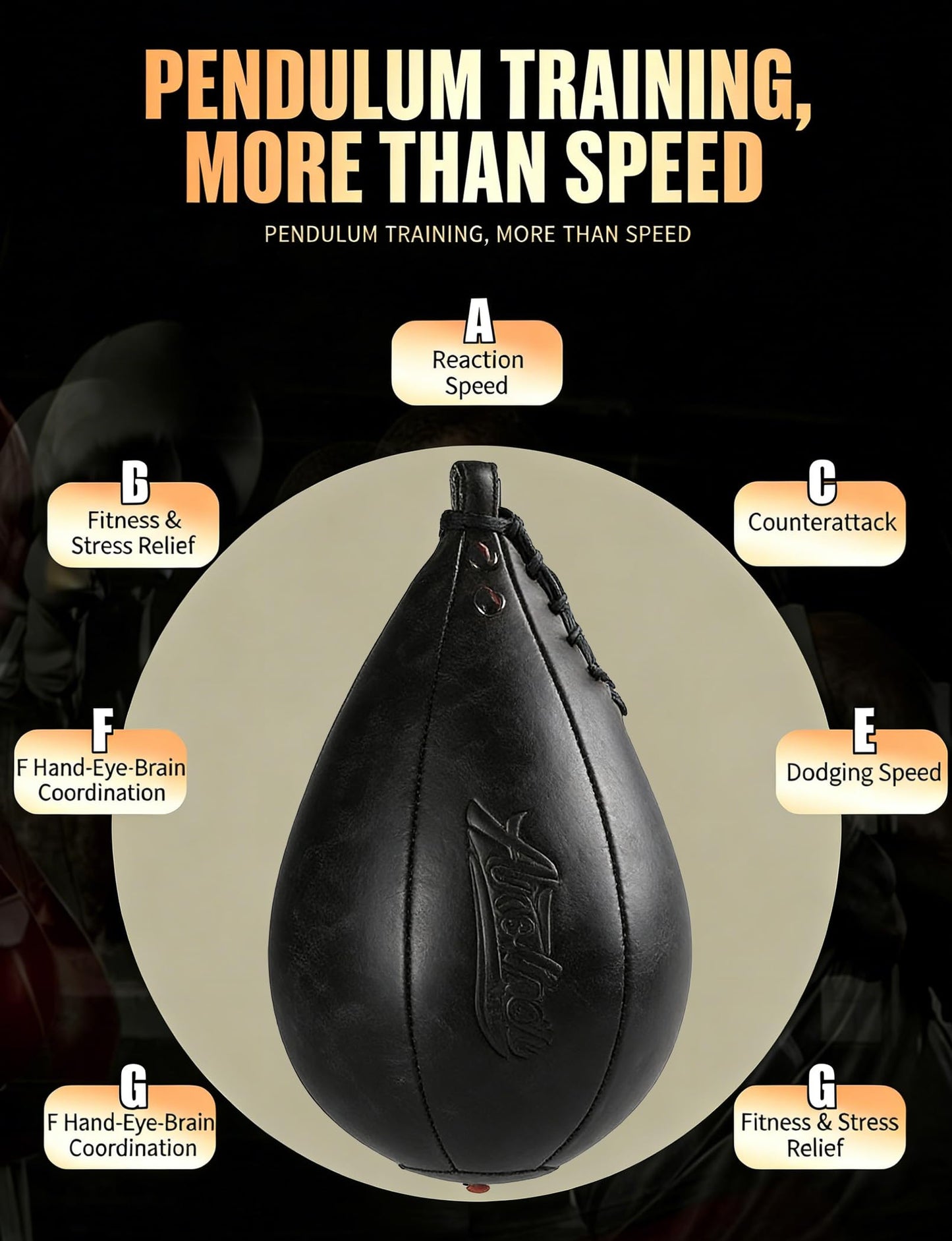 Speed Bags for Boxing Leather Training Reflex Bag Pear Shaped Punching Bag Reaction Venting Ball Speedbag for Teens Adults Boxing Coaches