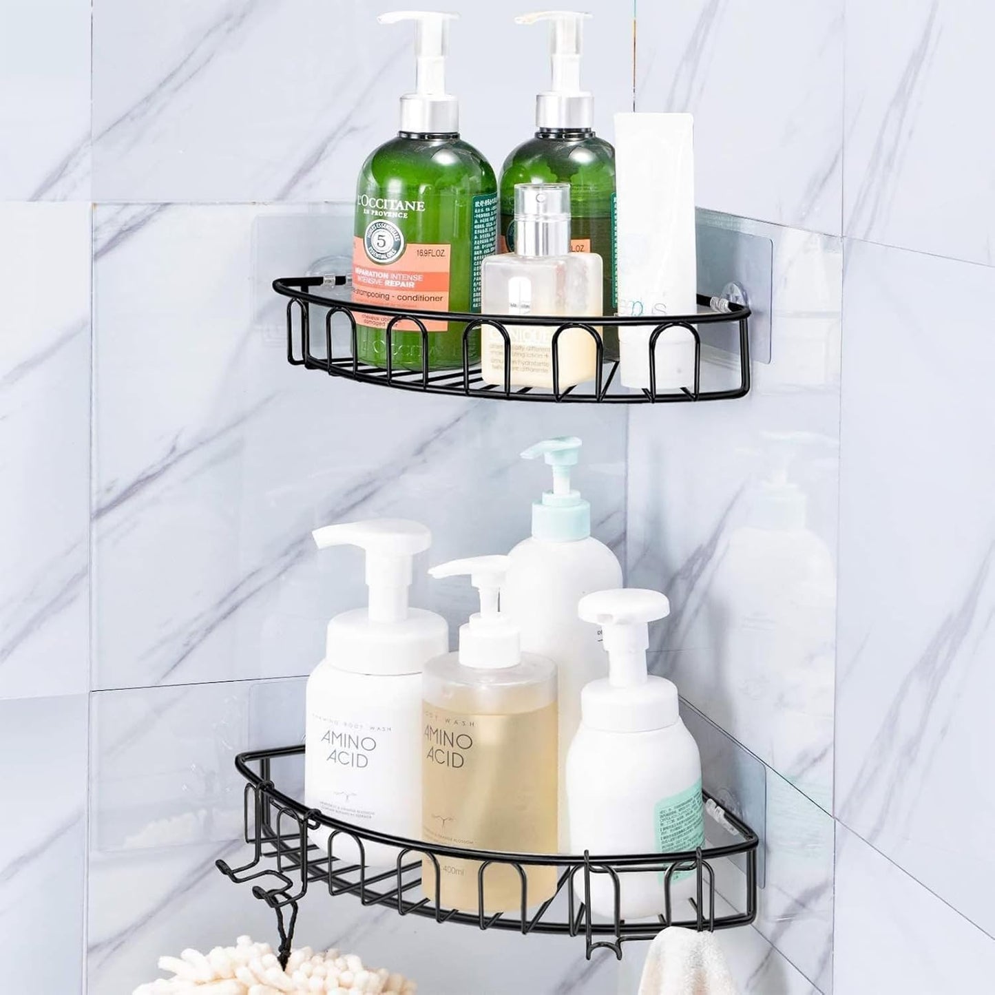 Vivinin Shower Caddy Adhesive Replacement - No Drilling Hooks for Bathroom & Kitchen | 15 Pack