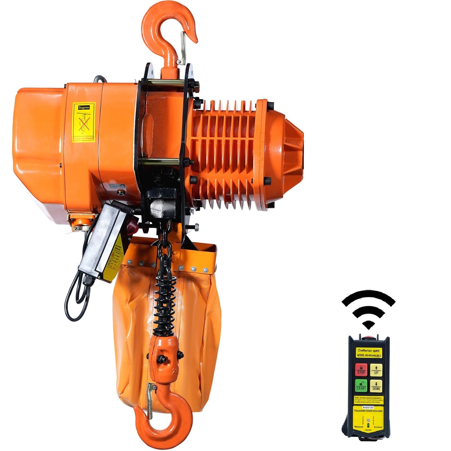 VEVOR 2 Ton Wireless Electric Chain Hoist, 4400 LBS Capacity with 20 FT Lifting Height, IP54 Protection, Three Phase Overhead Crane with G100 Chain