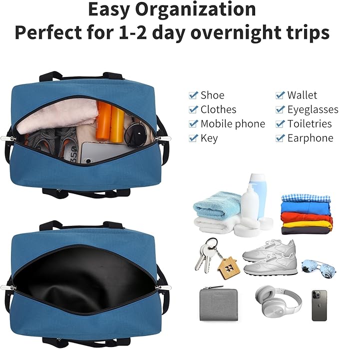 Small Gym Bag 14 inch lightweight Carry On Mini Duffel Bag for Travel Sport - Blue