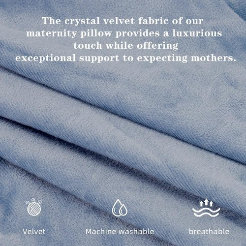 Chilling Home U-Shaped Pregnancy Pillow - Velvet Removable Cover | 55-Inch Full Support Body Pillow - Grey