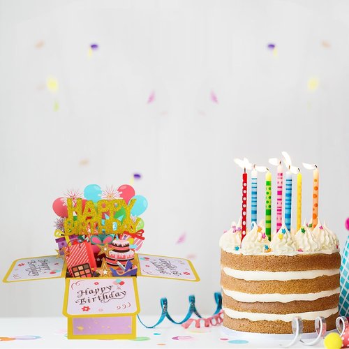 JY-King Happy Birthday Pop-Up Card | Colorful 3D Celebration Box for Adults & Kids - Perfect Handmade Gift