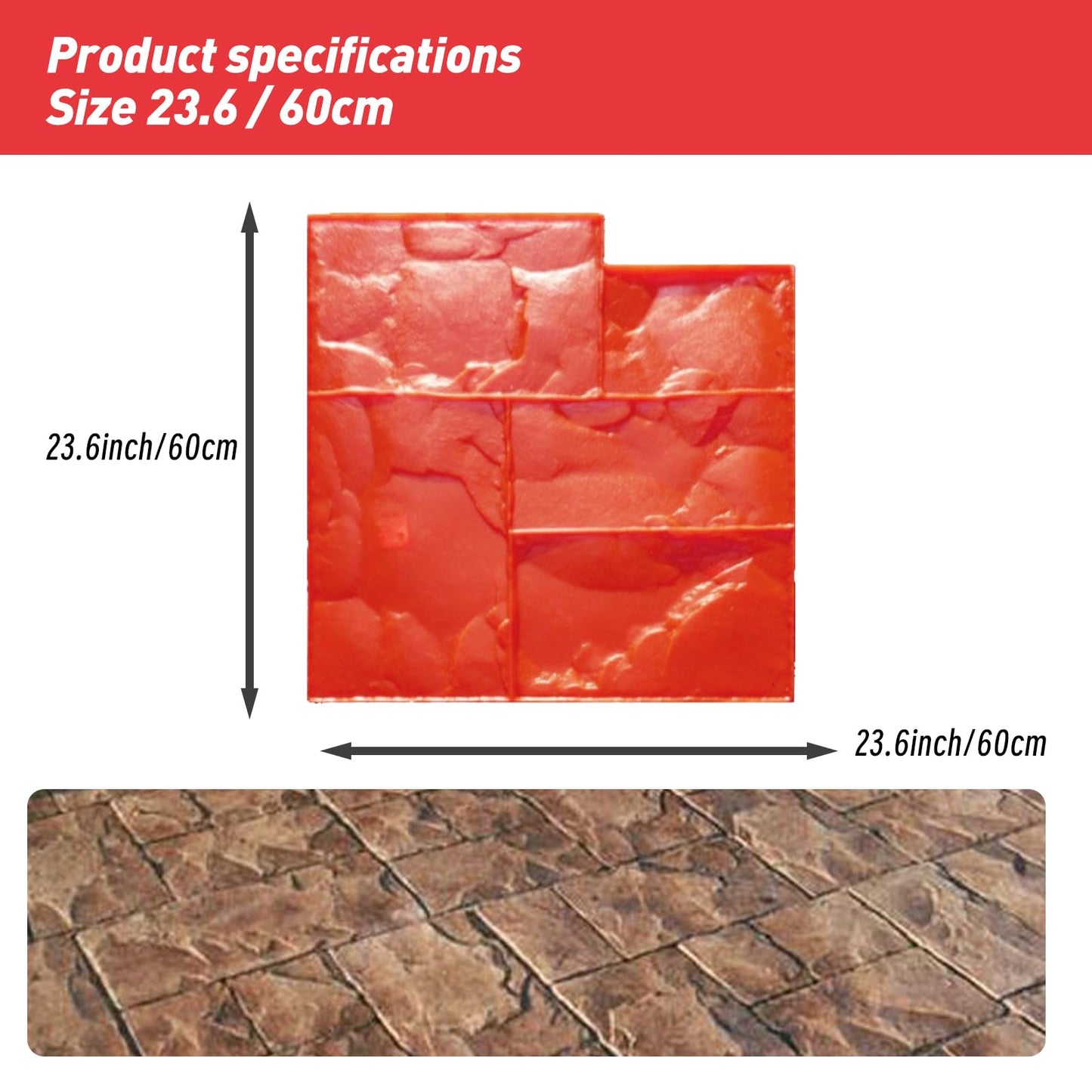 23.6" x 23.6" Concrete Mold Stamps - Multiple Patterns and Textures, Stone Texture, Outdoor Stone Forms