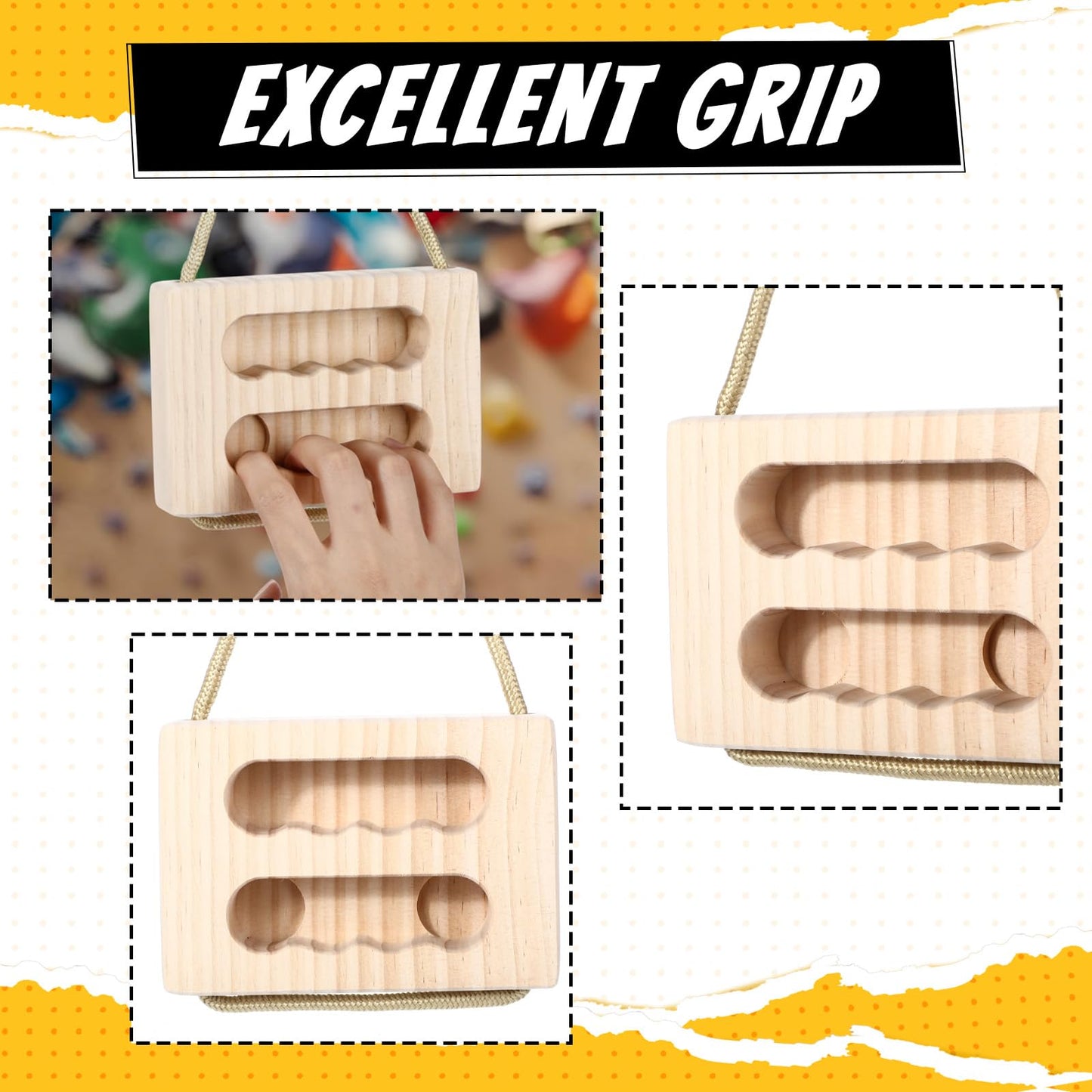 JolliLudo Hangboard Rock Climbing for Climbing Home Training Finger Strengthener, Pull-up Grip Arm Training Portable Finger Board Rock Holds Indoor and Outdoor (Square)