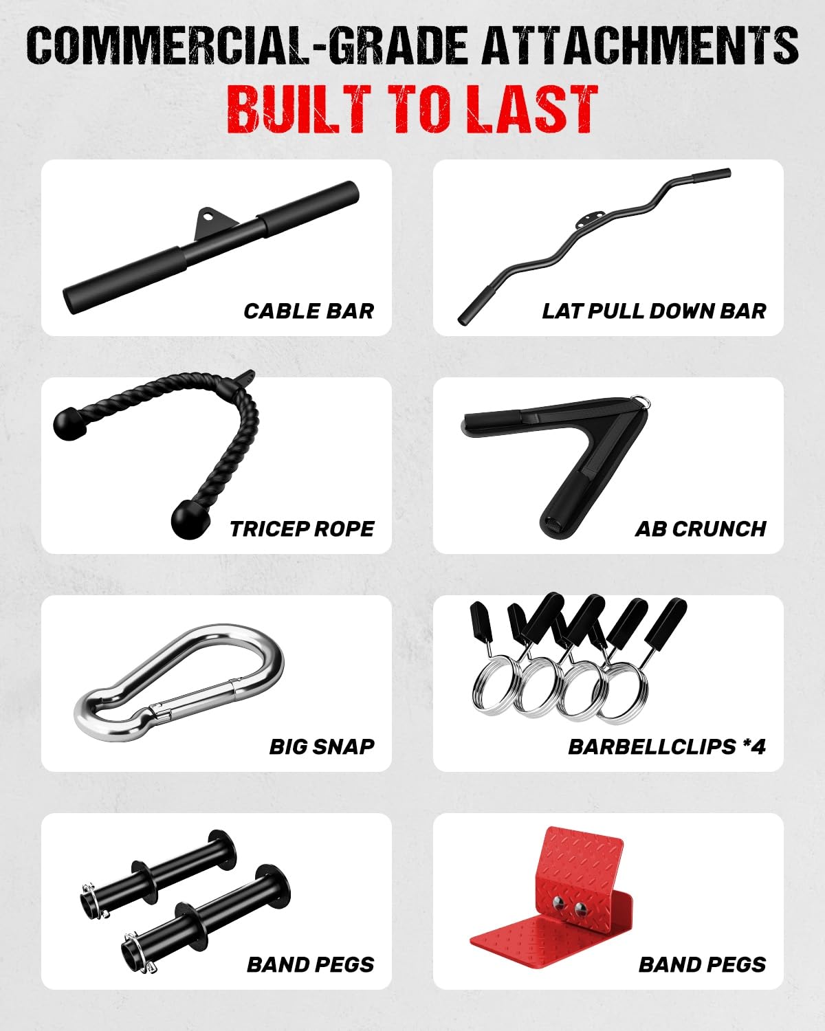 GOIMU LAT Pulldown Machines, LAT Row Cable Machine, LAT Tower with Additional Pulley Cable, High & Low Pulley Stations(Red)