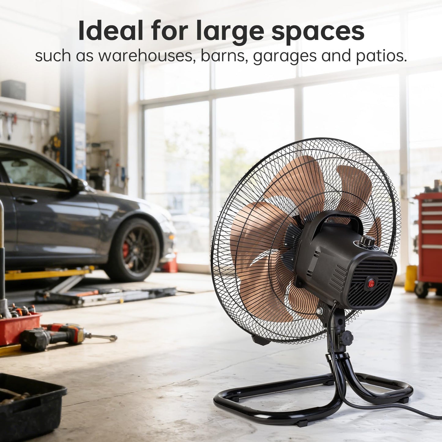 Allsheen 18 Inch Oscillation Floor Fan,Industrial Fan with DC Motor,5 Speed,High Velocity Metal Fan for Industrial, Commercial, Residential, Greenhouse,Black