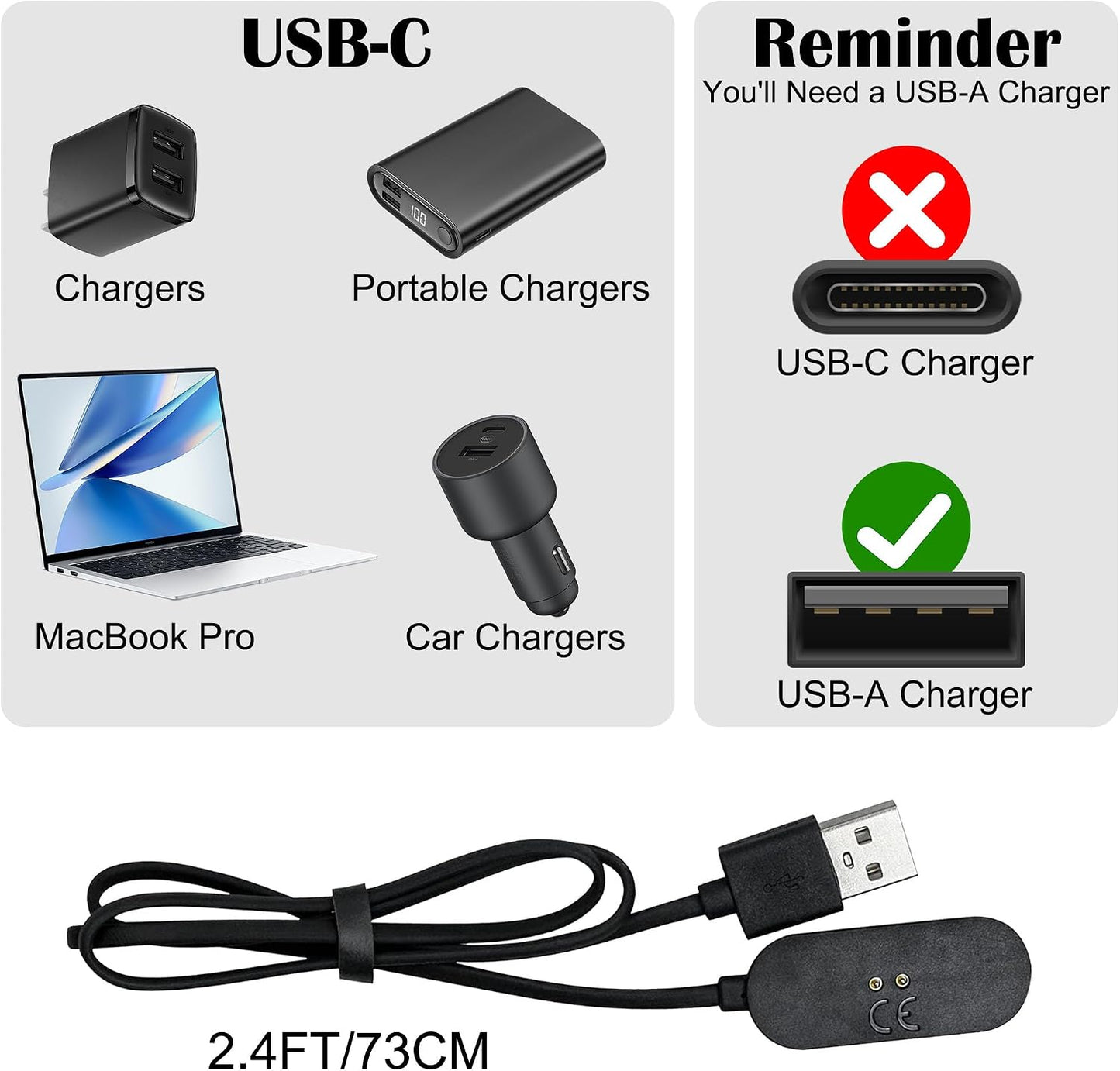 Set Replacement USB Charger Cable & Cleaning Brush