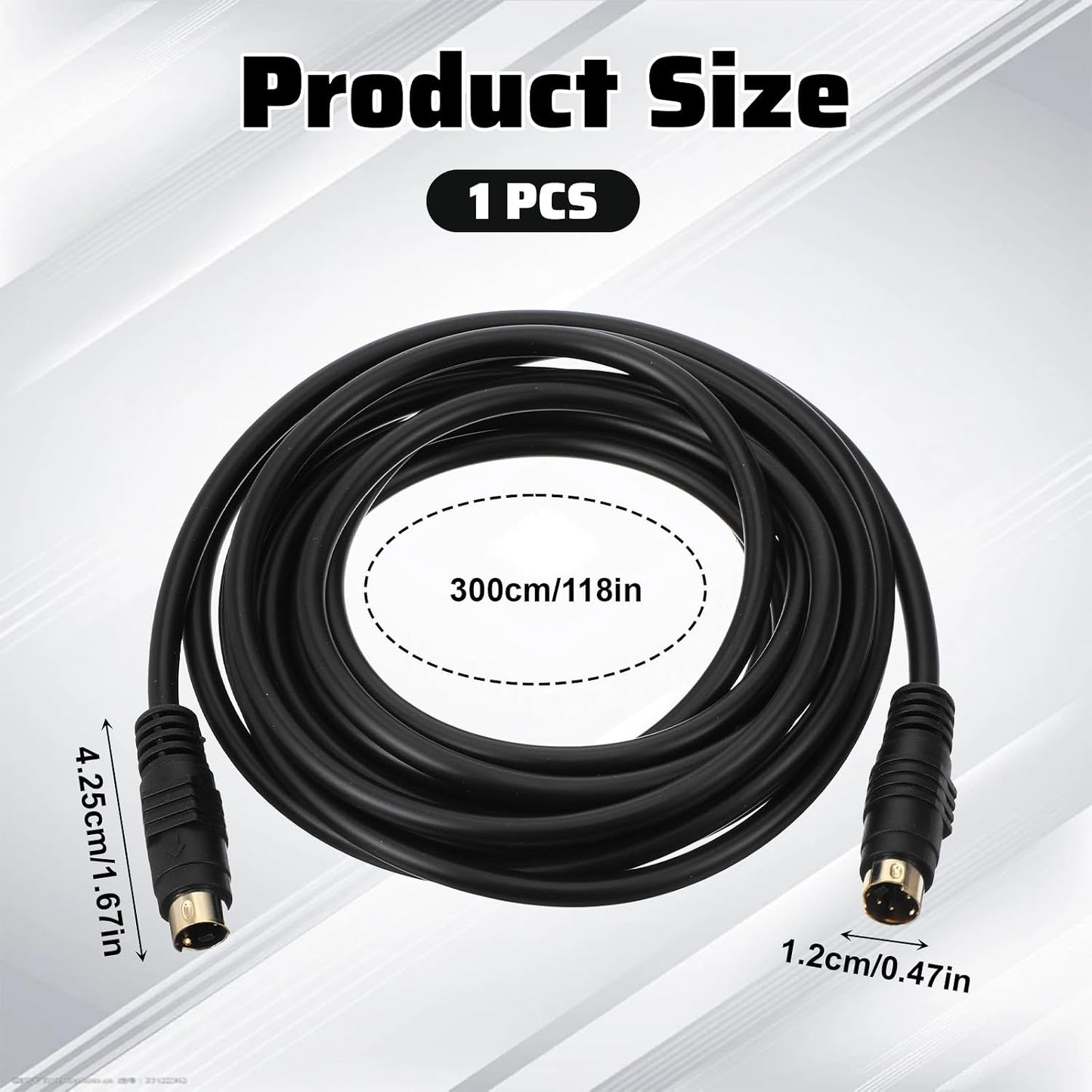 Eldraqth 4 (3meter/10Ft) S-Video Cable Mini Din S-Video Cable pin Connector Male to Male Gold Plated Compatible