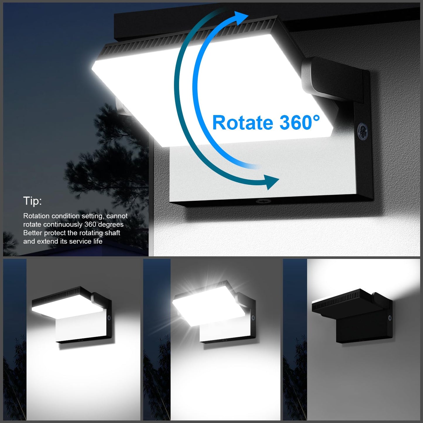 BIRITALO 120W Modern LED Security Flood Light, Dusk to Dawn 360° Rotatable