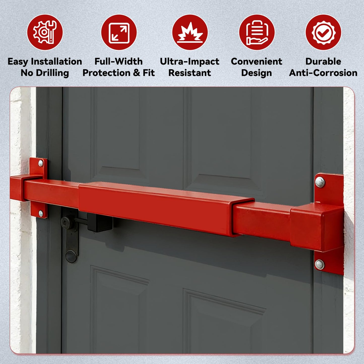 Door Security Bar for Outward Opening Doors, 2500 LBS Resistance, Combination Lock, Adjustable 33"-40" Width, Heavy Duty Safety Door Blocker for Jobsite, Office, Commercial Use