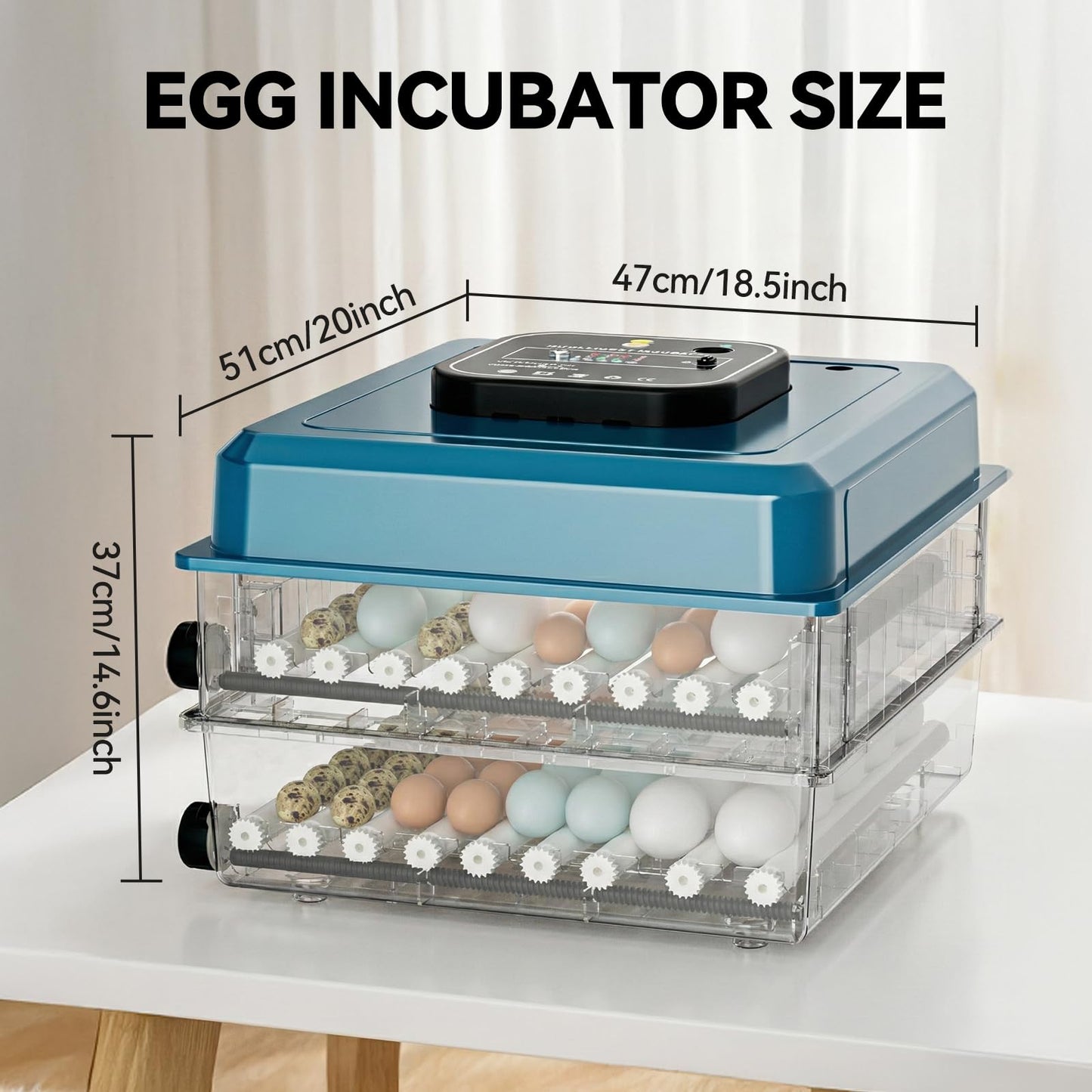 Incubators for Hatching Eggs, 136 Eggs Incubator Digital Poultry Hatcher with Auto Egg Turning, Temp & Humidity Display, 5 Modes, Day Counter & Egg Candler for Chicken/Duck/Goose/Quail