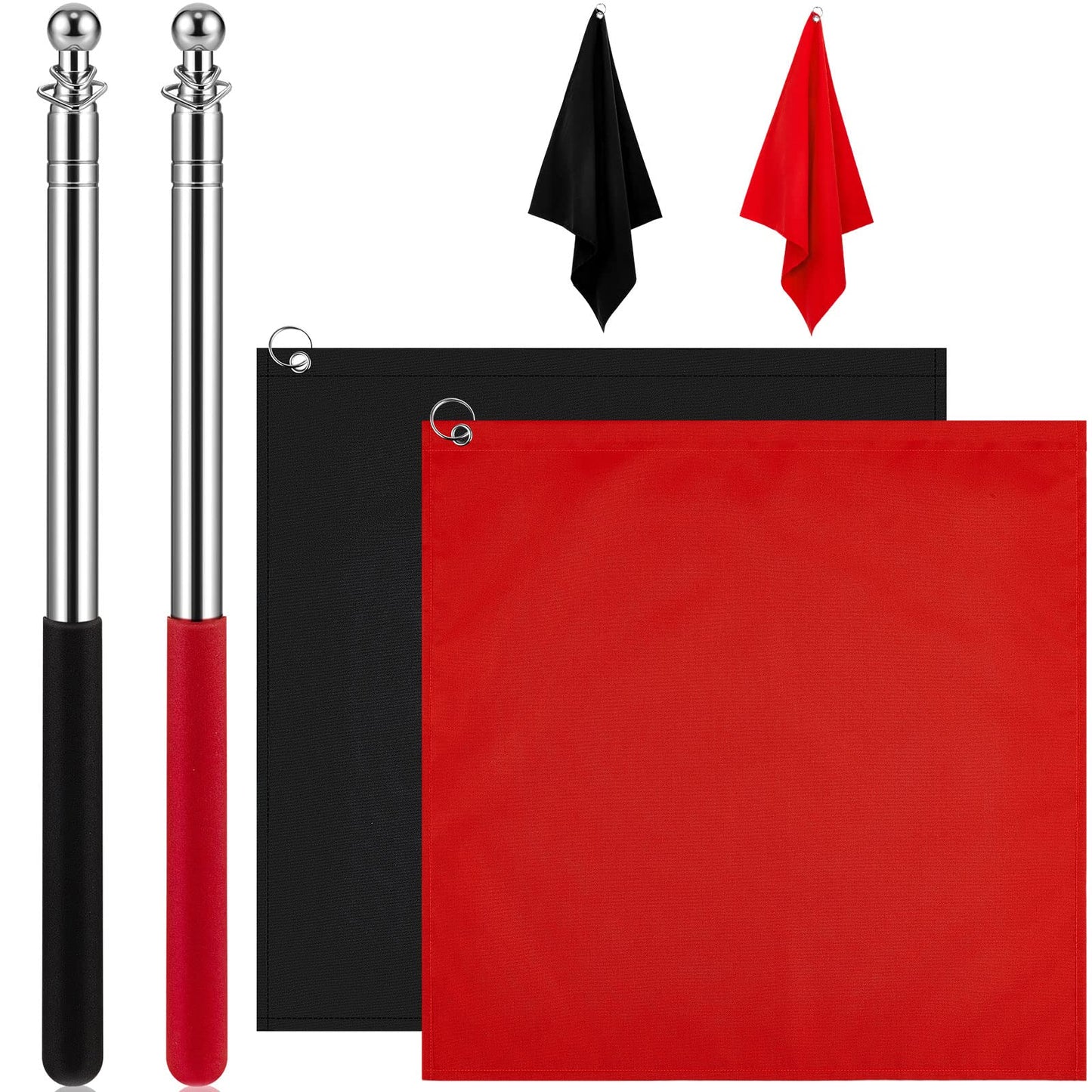 Sunnyray 48" Horse Training Flag Horse Training Equipment with 4 Feet Replacement Flags and Telescopic Handheld Flagpoles, Red, Black