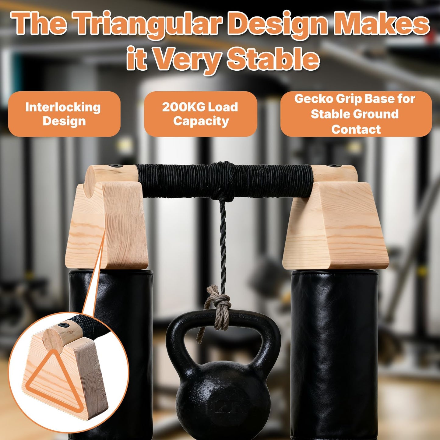 Parallettes Bars, 2 Pcs Wooden Calisthenics Equipment with Non-Slip Base for Handstand Training Push Up Bars Calisthenics Bar Joint-Friendly Beech Wood Calisthenics Equipment for Men