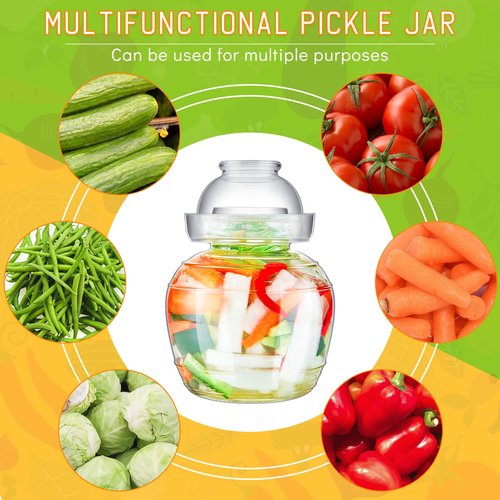 2 Pcs Glass Fermentation Jar Pickle Jar Kimchi Containers 1.5l Traditional Fermenting Pickle Pot with Water Seal Airlock Lid for Wine Brewing, Sauerkraut, Vegetable, Kombucha, Canning Fermentation Kit