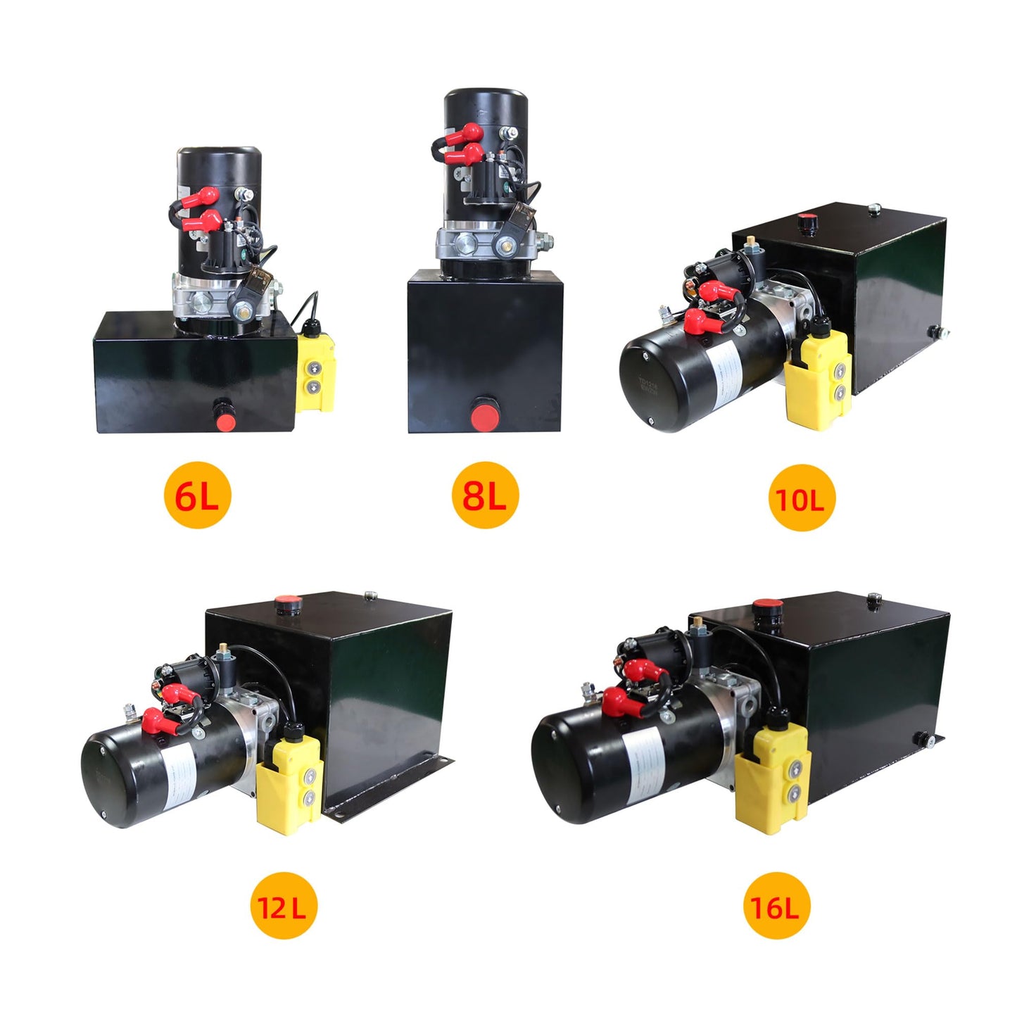 Single Acting Hydraulic Pump 8 Quart Hydraulic Power Units 12V DC Hydraulic Pump SAE#6 Connector for Dump Trailer Car Lifting