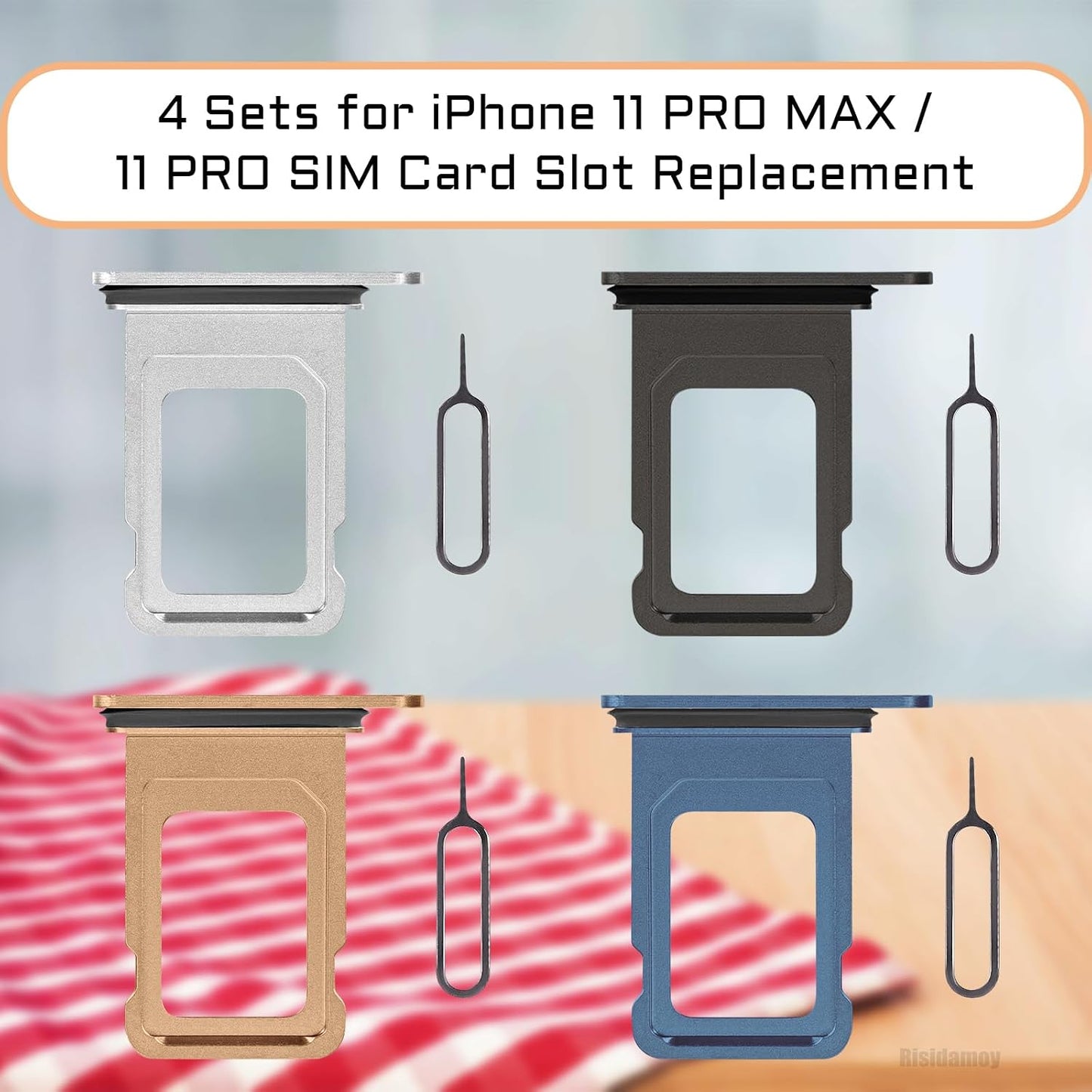 4 11 11 Color SIM Card Tray Holder Slot Replacement for iPhone Pro Max (Midnight Green/Gold/Space Grey/Silver)
