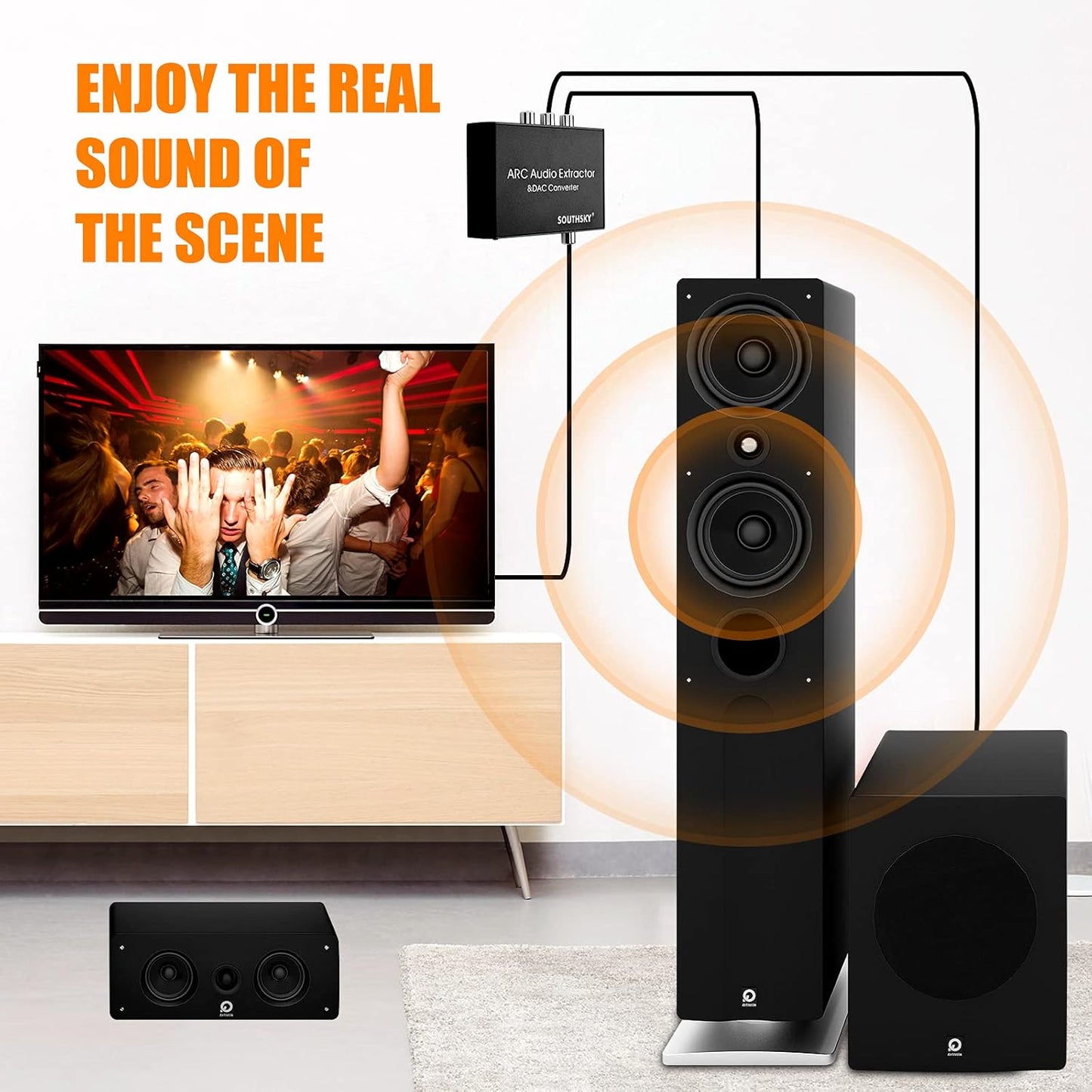 192KHz 3.5mm SOUTHSKY DAC Converter,HDMI ARC Audio Extractor to SPDIF Coaxial L/R Soundbar,Digital to Analog L/R RCA
