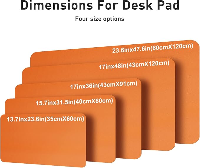 Aothia Faux Leather Desk Mat – Large Mouse Pad, Non-Slip PU Leather Blotter, Waterproof Writing Surface for Office and Home (Hermes Orange, 47.2" x 23.6")