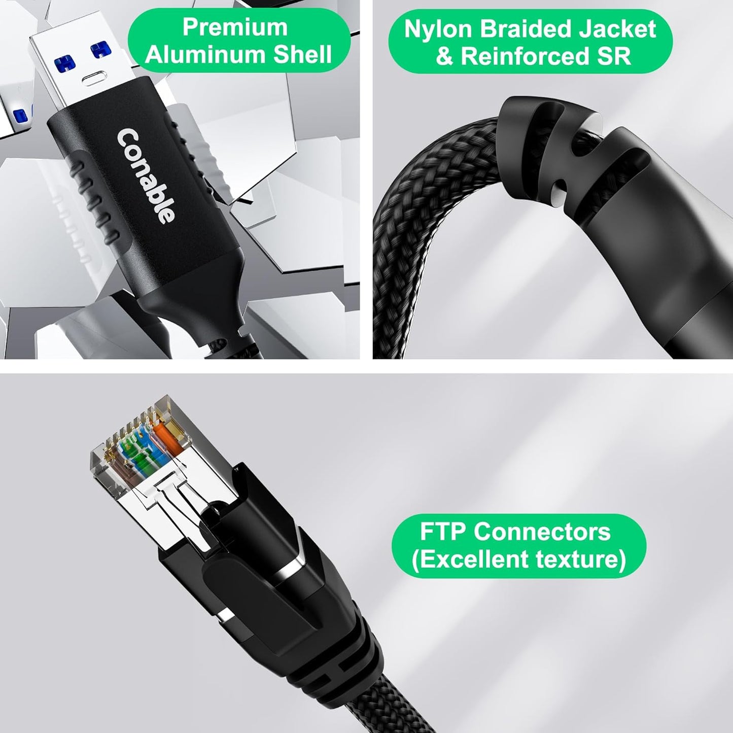 20 3.0 RJ45 Conable USB to Ethernet Cable FT, USB Type A to Cable, USB to Network Internet LAN Adapter, Gigabit