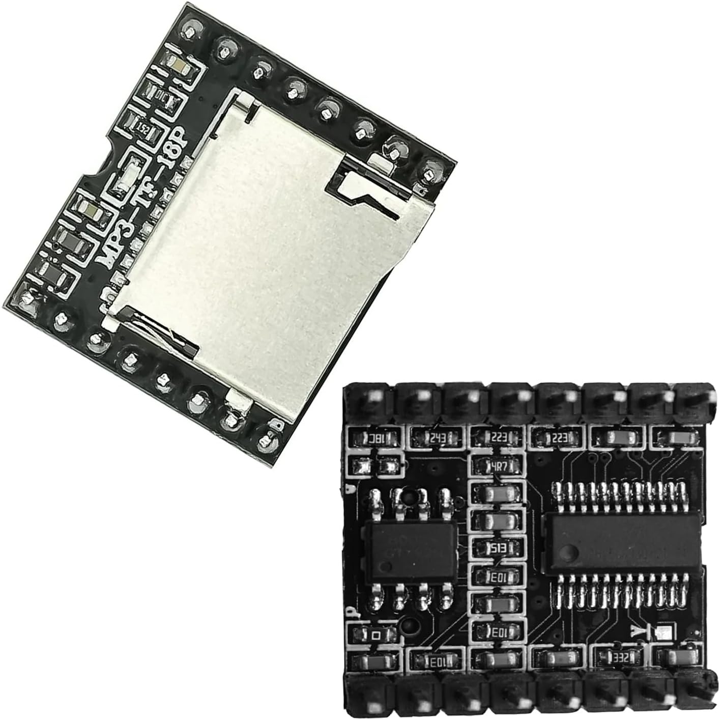 FBHDZVV 4Pcs MP3 16P MP3 Mini Player Module TF Card U Disk Mini DF Player Audio Voice Module IO/Serial Port/AD Board