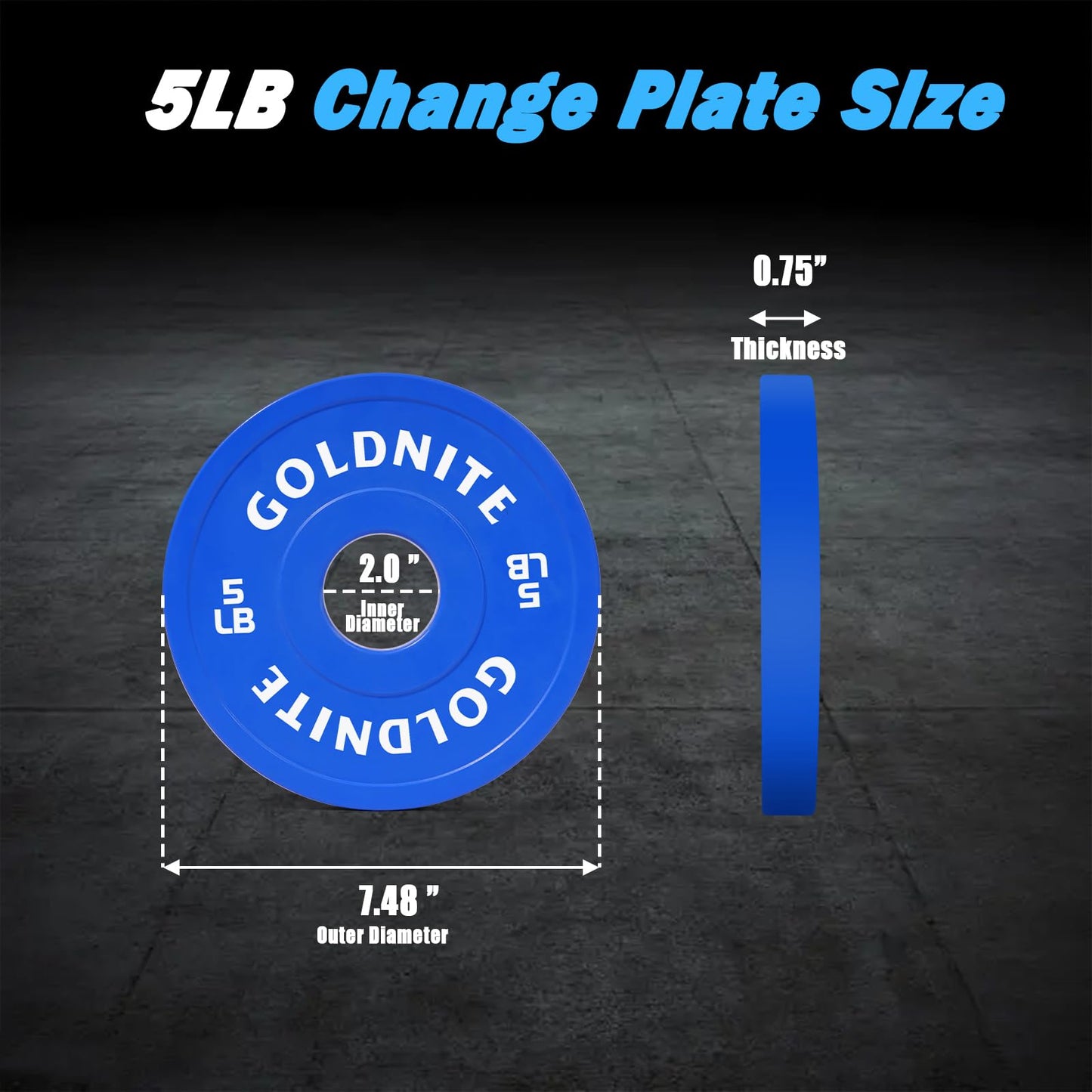 GOLDNITE Change Plates 5LB Set Rubber Coated Fractional Weight Plates Olympic Bumper Plates - Barbell Weights for Strength Training, Crossfit, Home Gym Workouts Powerlifting