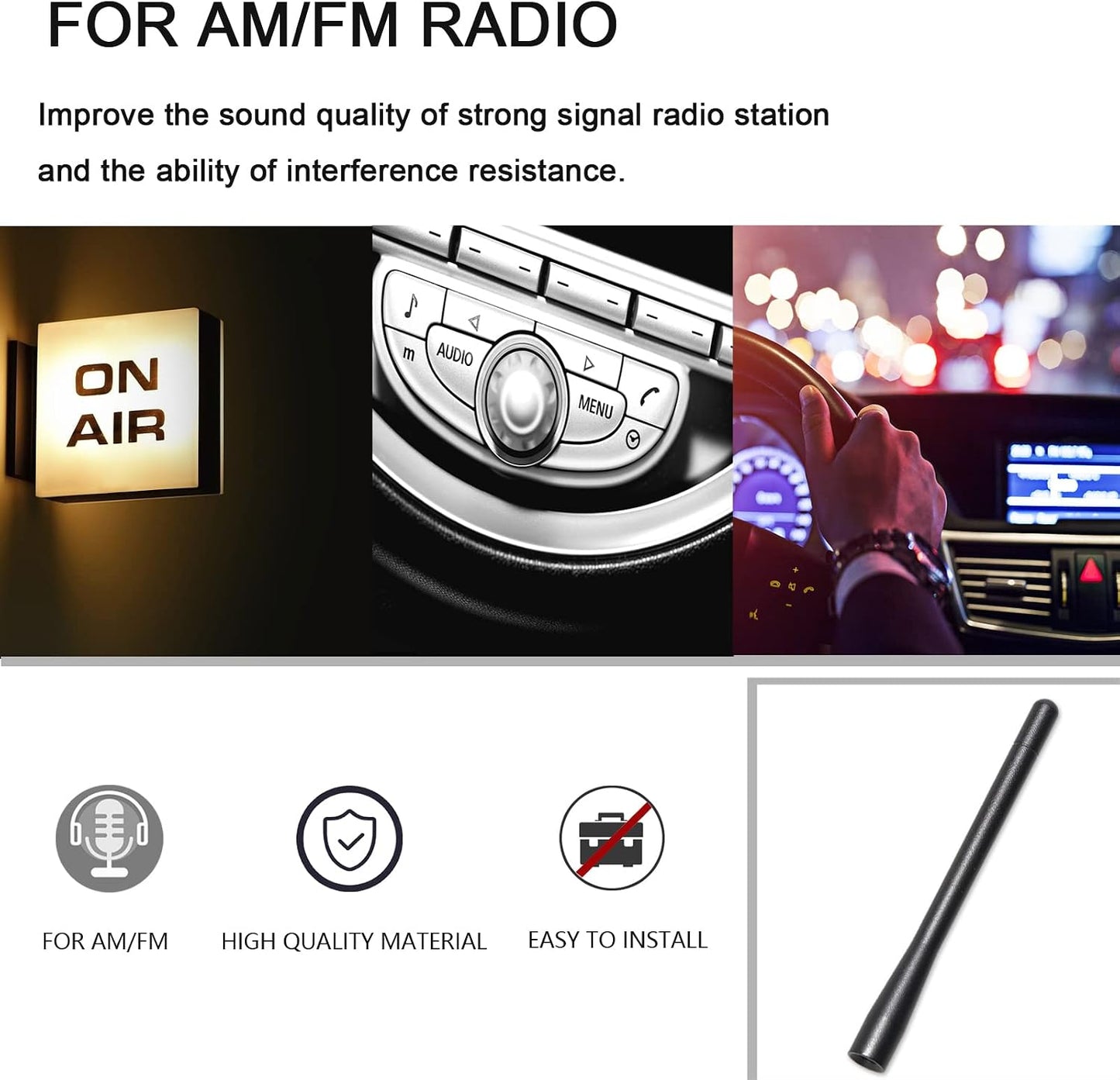Anina 4.7" 2006-2022 Car Radio Antenna Mast Compatible with GMC Sierra Chevy Silverado Cobalt Aluminum Alloy Car