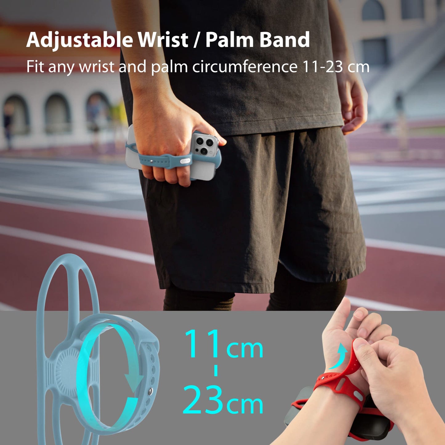 BONE Run Tie Handheld 2, Running Cell Phone Holder, 2-in-1 Handheld/Wristband Design, Adjustable & Skin-Friendly Silicone Strap for Workout, Sport Phone Carrier for Most Smartphone (Morandi Blue)
