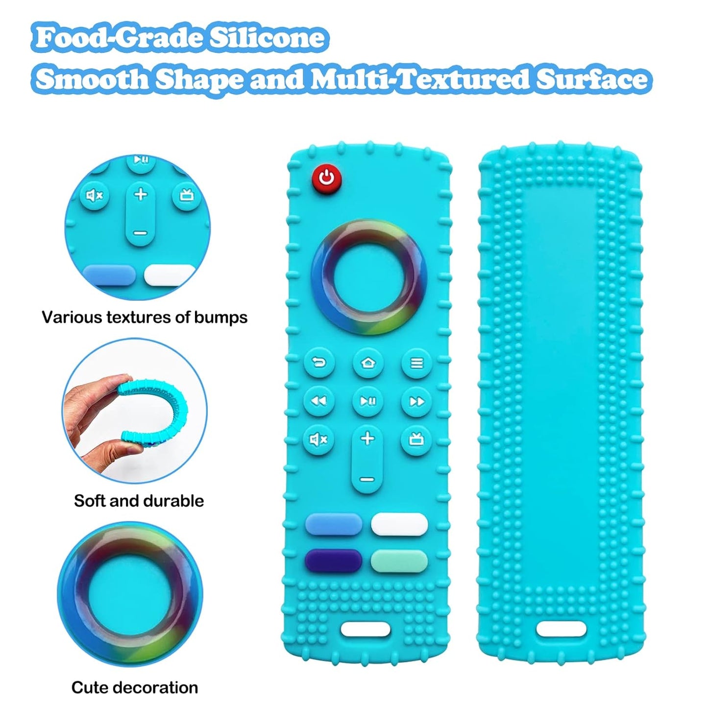 ROBBEAR Baby Teething Toy - Food Grade Silicone Teether in Fire TV Stick Shape | BPA Free, Ideal for 3-18 Months