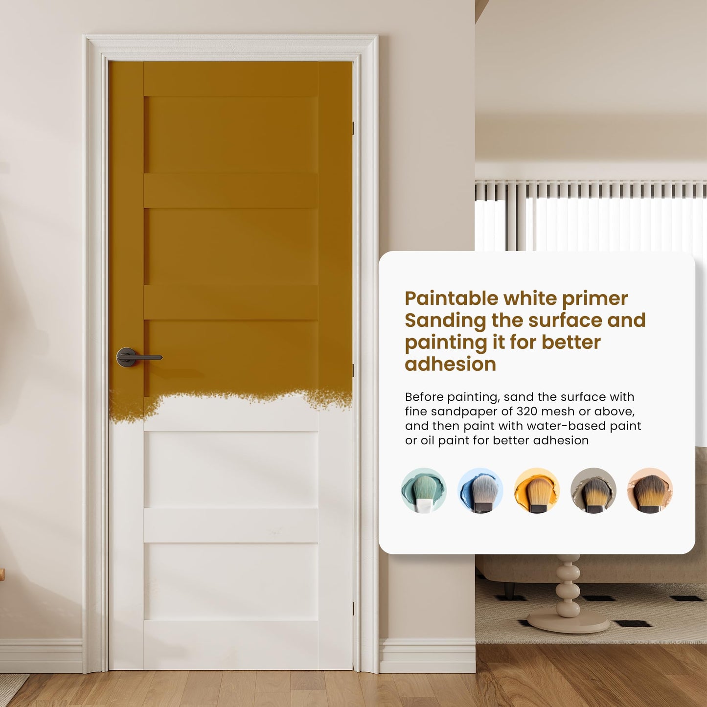 SMARTSTANDARD 28" x 80" Interior French Slab Door, 5-Panel Pantry Door for Pocket, Bedroom, Laundry, Bathroom, Pre-Assembled Solid Core Doors Without Hardware Kit, White Primed