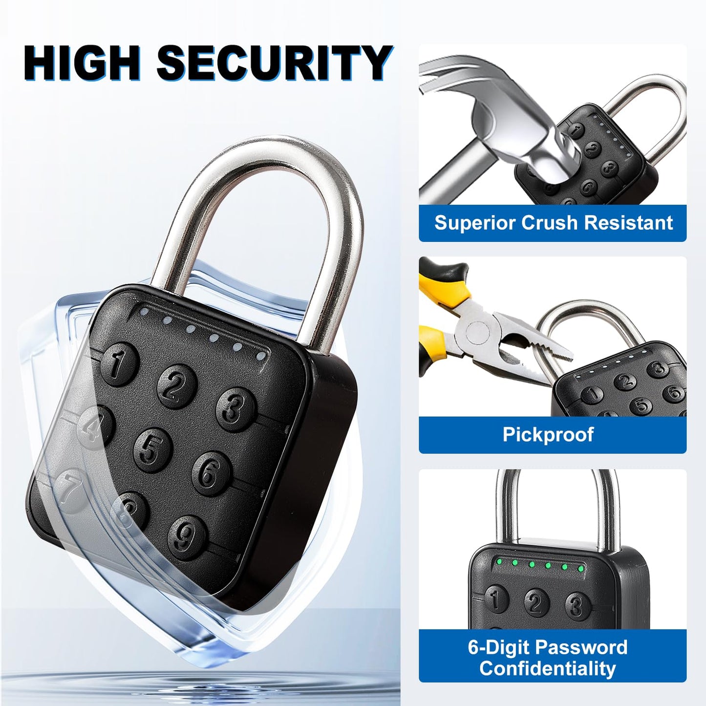 Combination Lock for Locker, Relihom Padlock with Code, Gym Locker Lock, High Security Keyless Entry Padlock for Gym, School, Gates, Outdoor, IP67 Waterpro (Basic Lock)